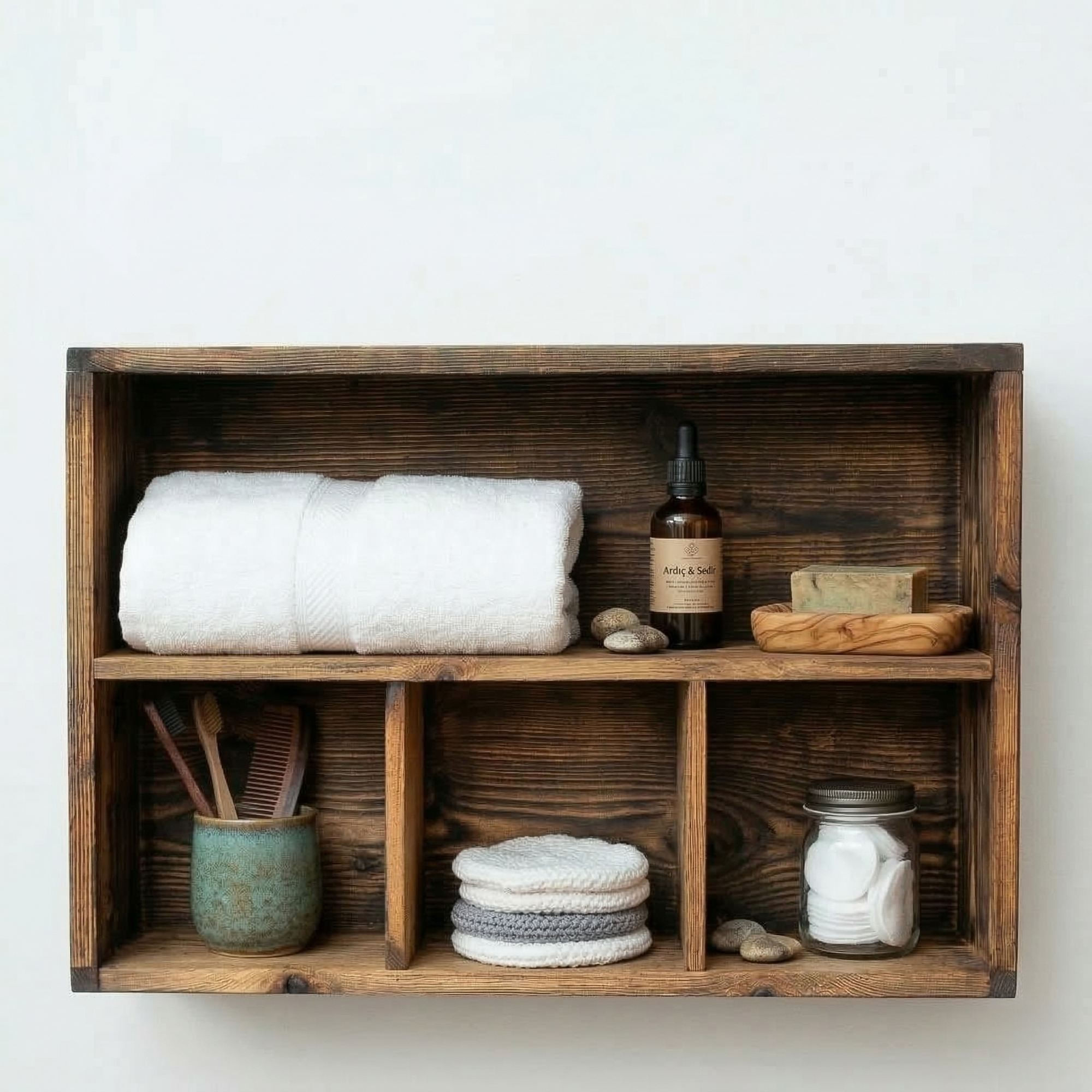 Raft decorativ de perete din lemn Raf306, 50 x 30 x 14 cm, lemn natur, lemn, design modern — imaginea 2