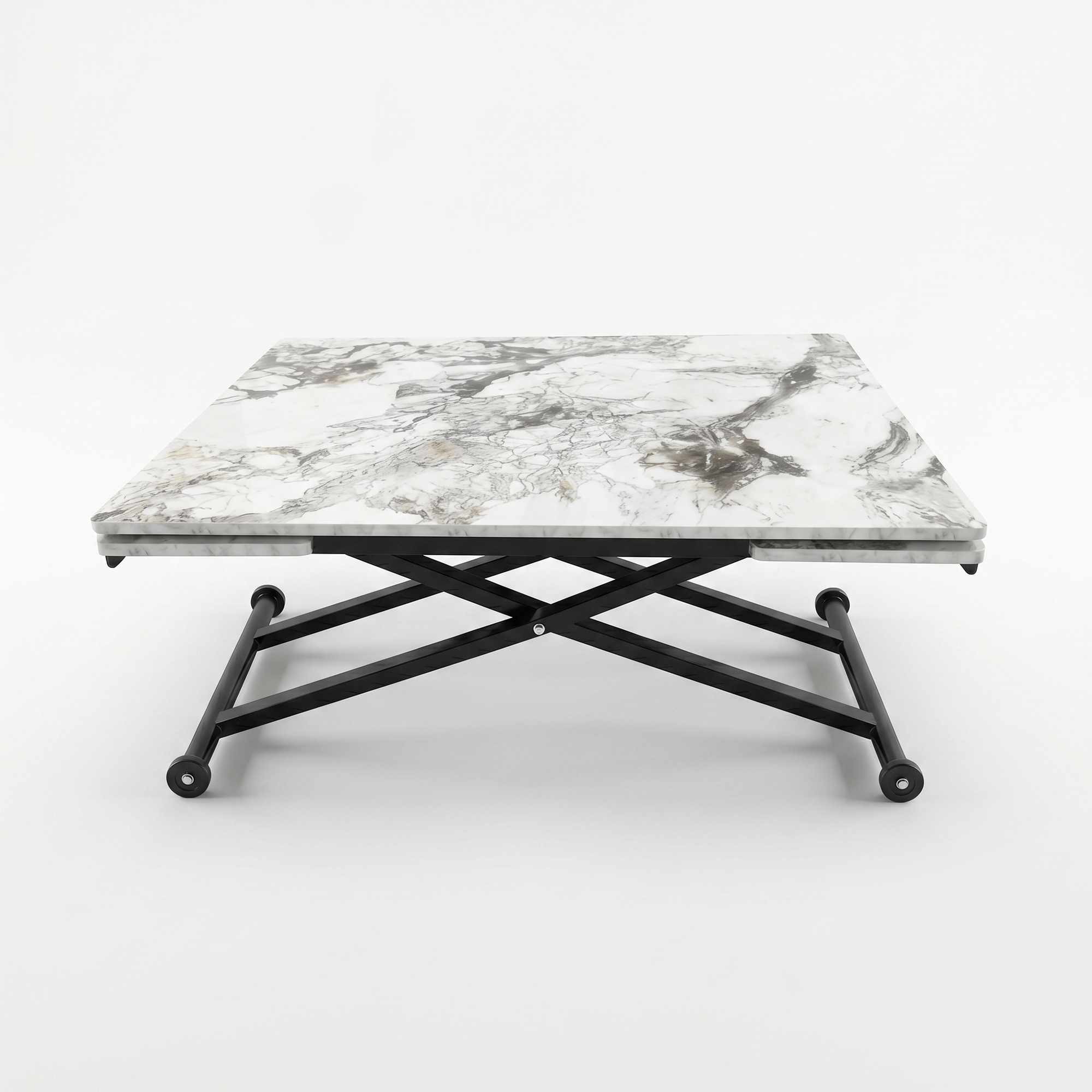 Masa dining Yan, alb marmura negru, MDF, capacitate 125 kg, alb marble / negru — imaginea 5