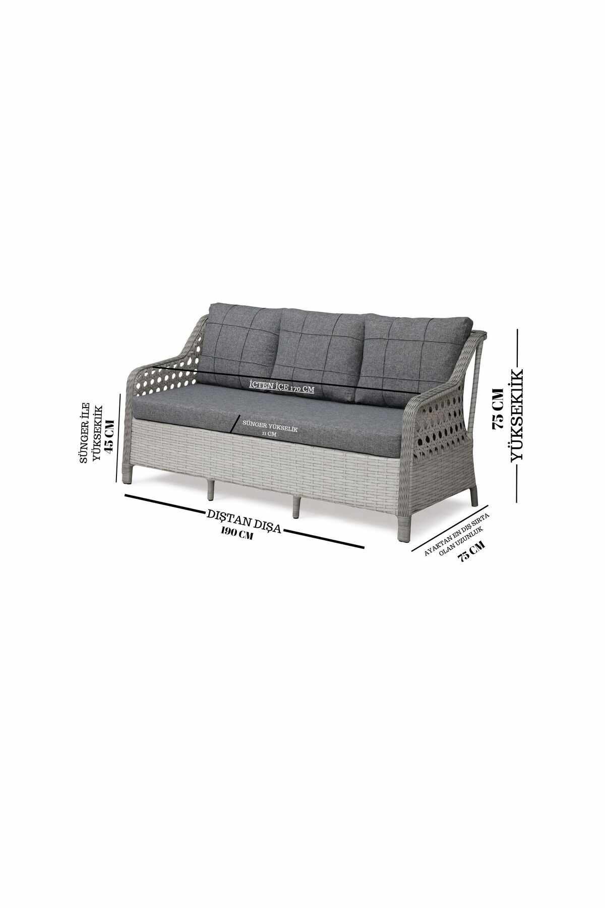 Set lounge gradina Rondi, 175 x 78 x 60 cm, crem / maro — imaginea 2