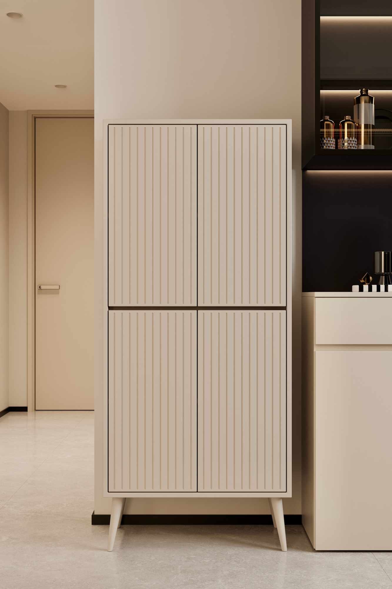 Mobilier bucatarie Capella, 69 x 158 x 32 cm, bej nisip, MDF, capacitate 30 kg, sandstone — imaginea 4