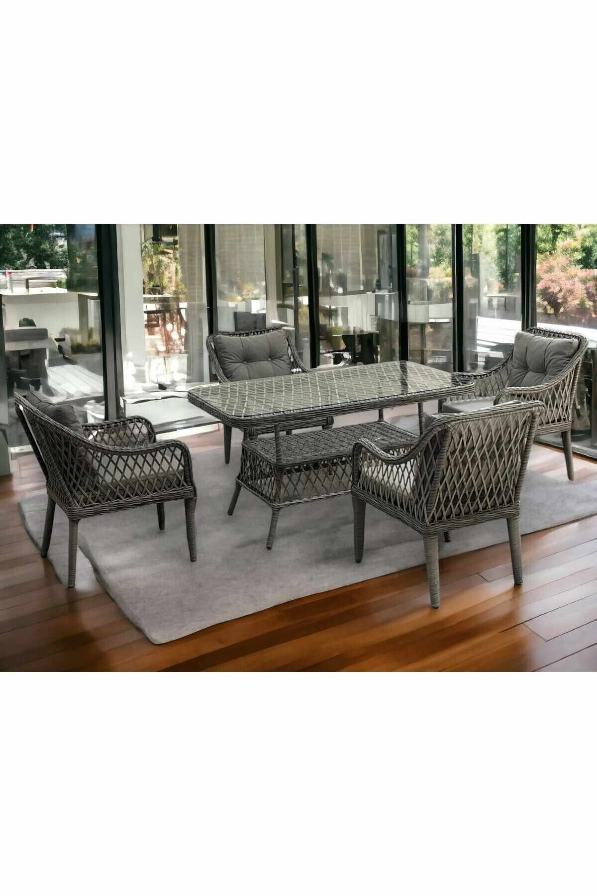 Scaun Hisar 4+1, 52 x 78 x 56 cm, gri — imaginea 2