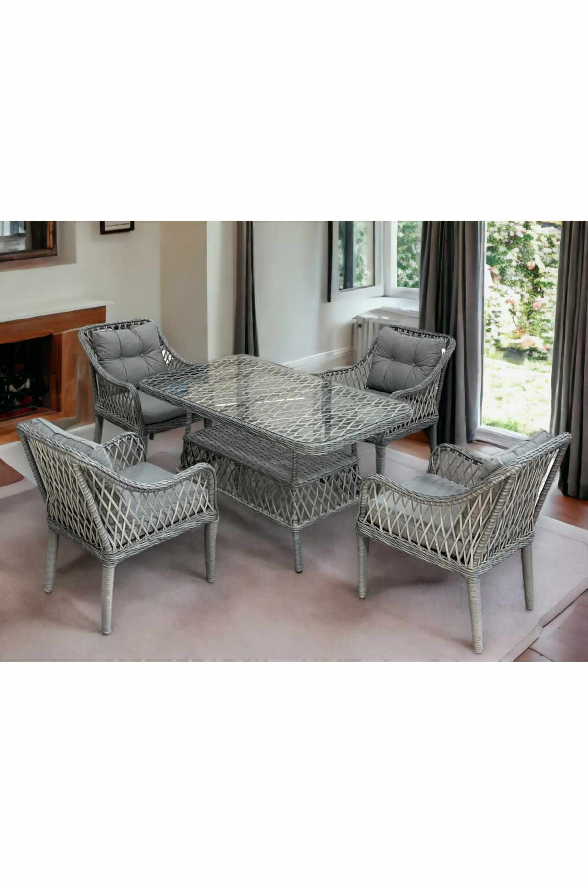 Scaun Hisar 4+1, 52 x 78 x 56 cm, gri — imaginea 4