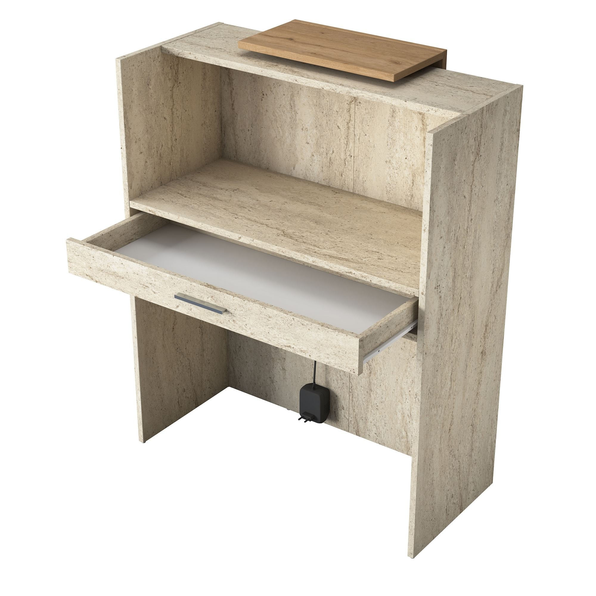 Masa receptie MA104 - 4748, 90 x 110 x 40 cm, travertin nuc, PAL — imaginea 2