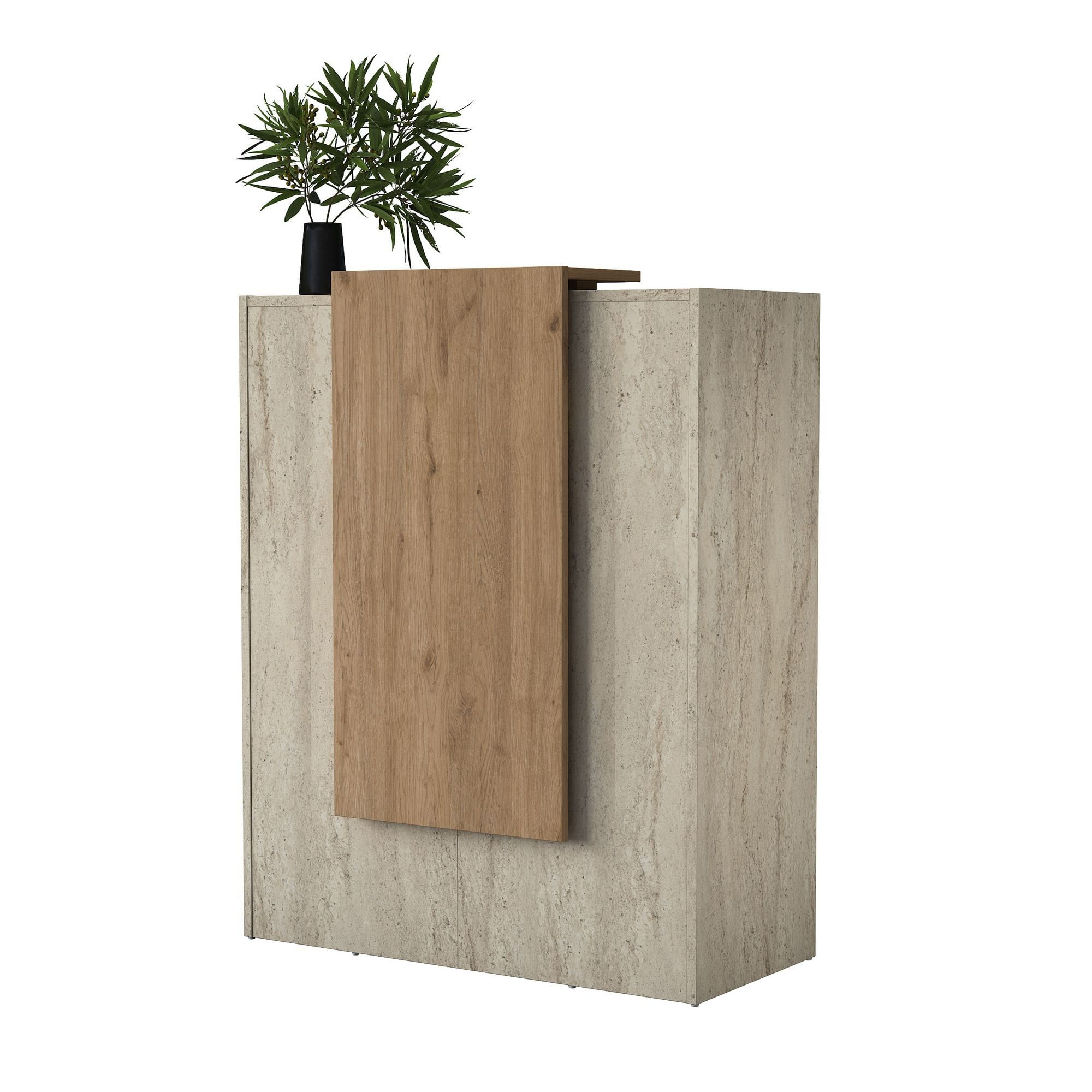 Masa receptie MA104 - 4748, 90 x 110 x 40 cm, travertin nuc, PAL — imaginea 3
