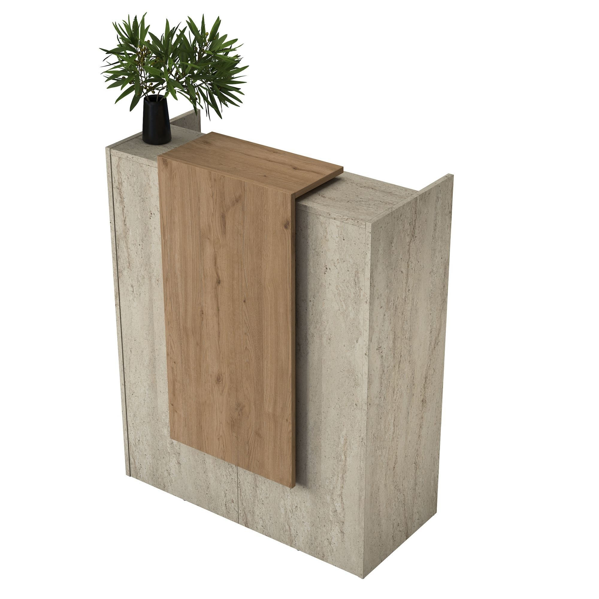 Masa receptie MA104 - 4748, 90 x 110 x 40 cm, travertin nuc, PAL — imaginea 6