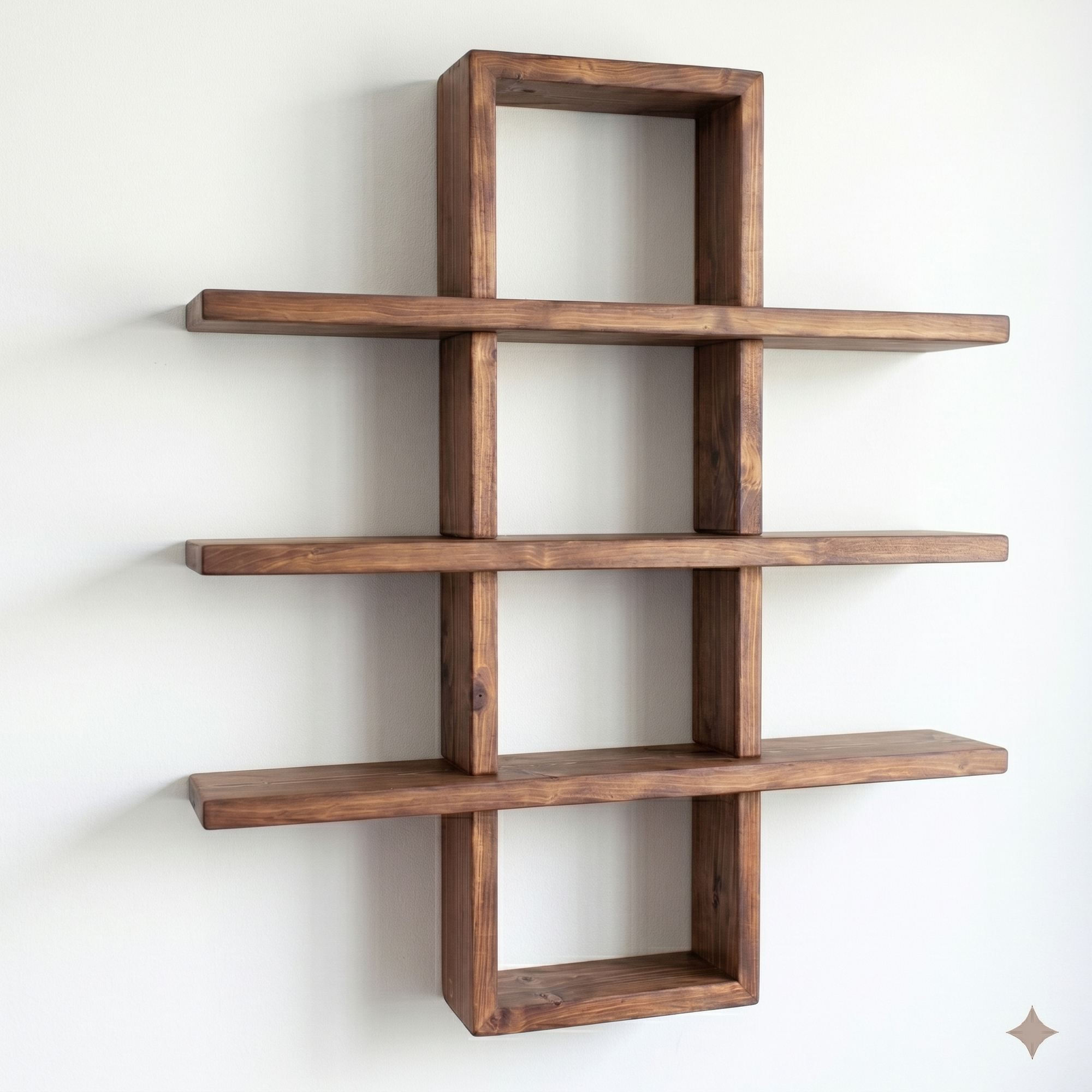 Raft decorativ de perete din lemn Raf359, 60 x 60 x 14 cm, lemn natur, lemn, design modern — imaginea 3