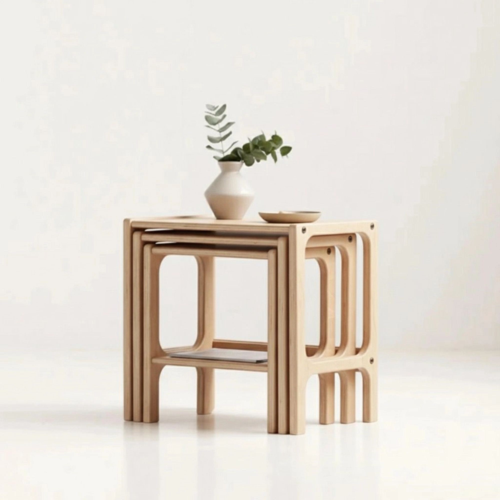 Set masute suprapuse, 3 piese CPT4791-50, 50 x 50 x 35 cm, natural, lemn