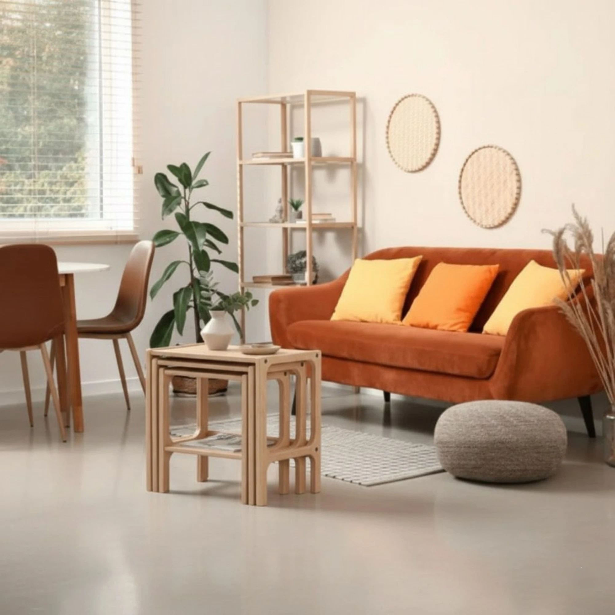 Set masute suprapuse, 3 piese CPT4791-50, 50 x 50 x 35 cm, natural, lemn — imaginea 3