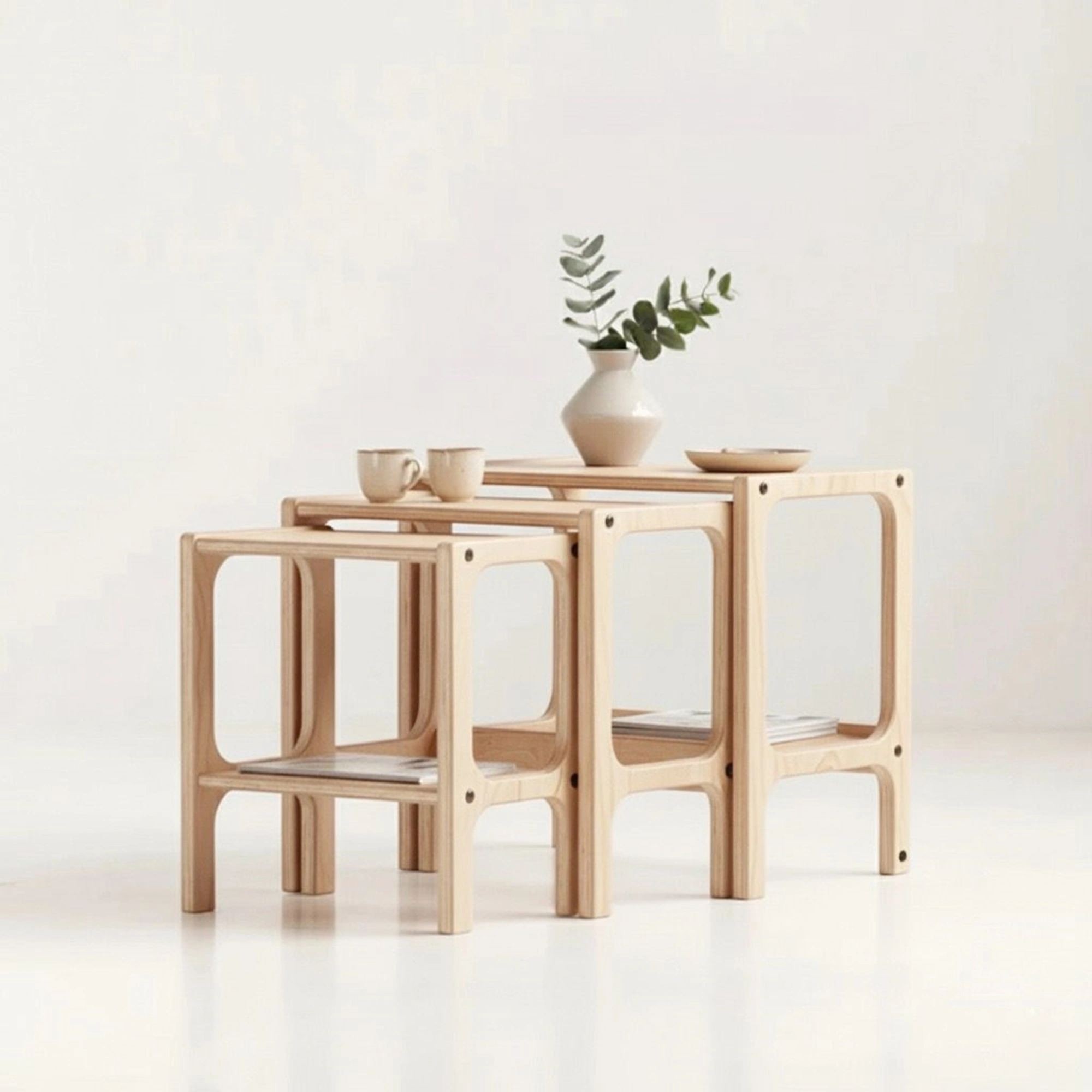 Set masute suprapuse, 3 piese CPT4791-50, 50 x 50 x 35 cm, natural, lemn — imaginea 4