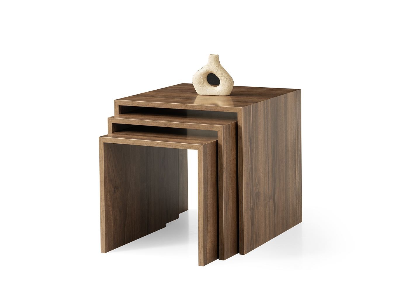 Set masute suprapuse, 3 piese Flex - 9429, 50 x 50 x 50 cm, PAL melaminat, capacitate 15 kg, nuc — imaginea 2
