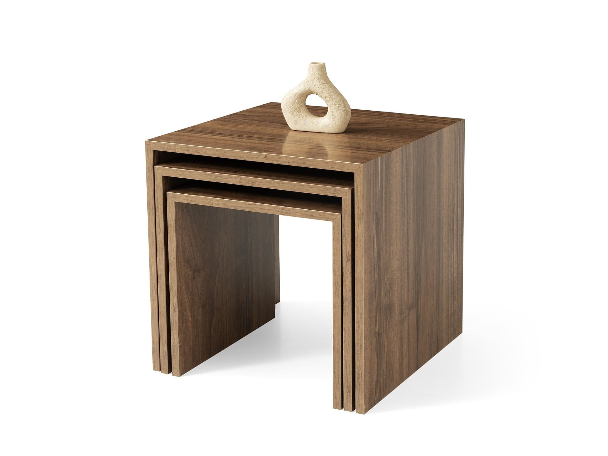 Set masute suprapuse, 3 piese Flex - 9429, 50 x 50 x 50 cm, PAL melaminat, capacitate 15 kg, nuc — imaginea 5