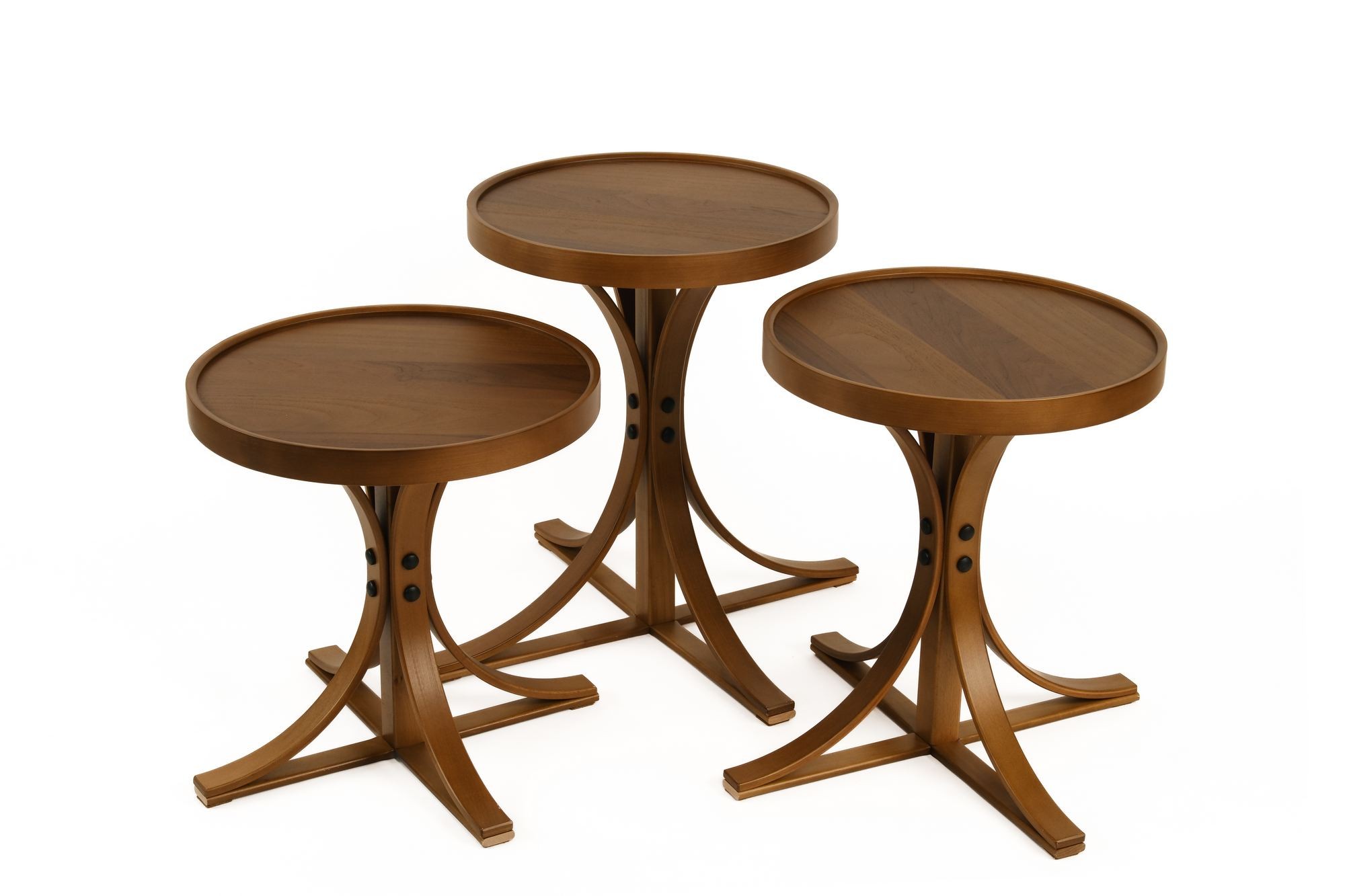 Set masute suprapuse, 3 piese Palm 3 - nuc v2, 45 x 59 x 45 cm, MDF, nuc — imaginea 3