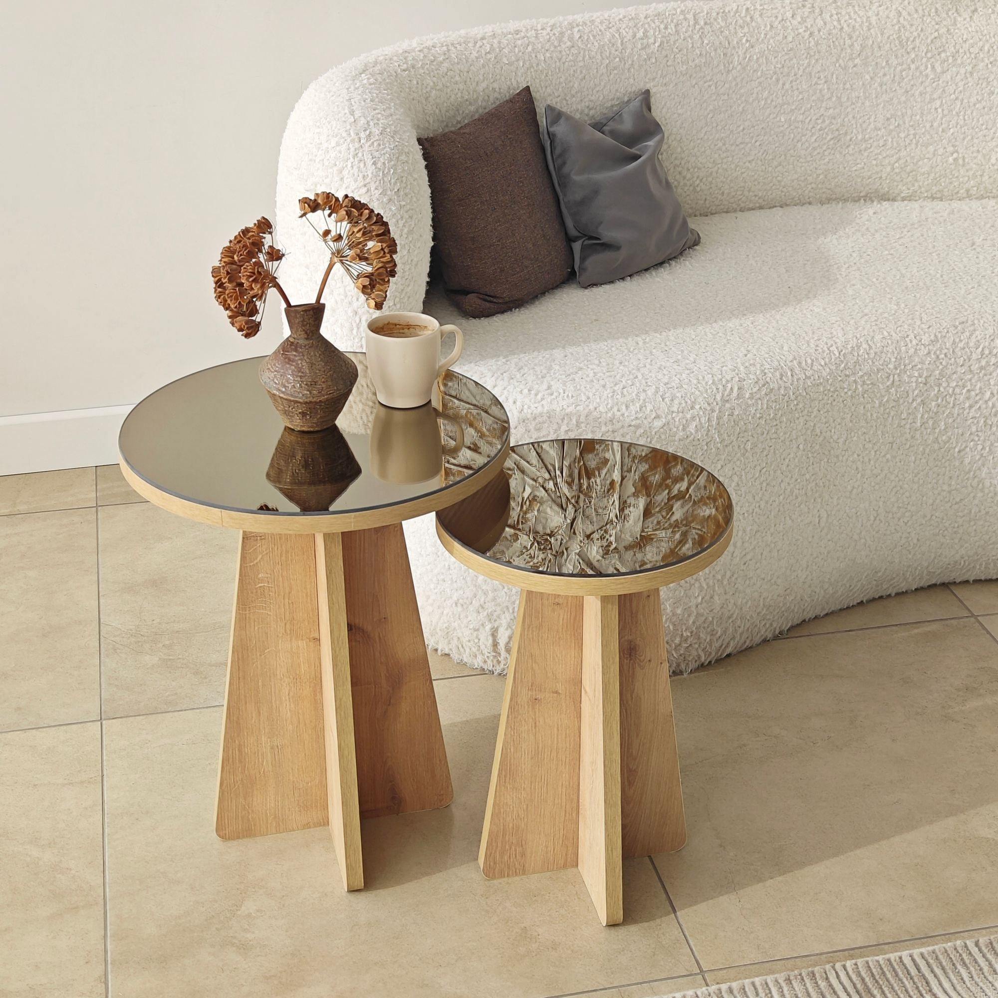 Set masute laterale Luna 2 - bronz, 40 x 50 x 40 cm, bronz stejar safir, PAL melaminat, bronz / saphhire stejar — imaginea 4