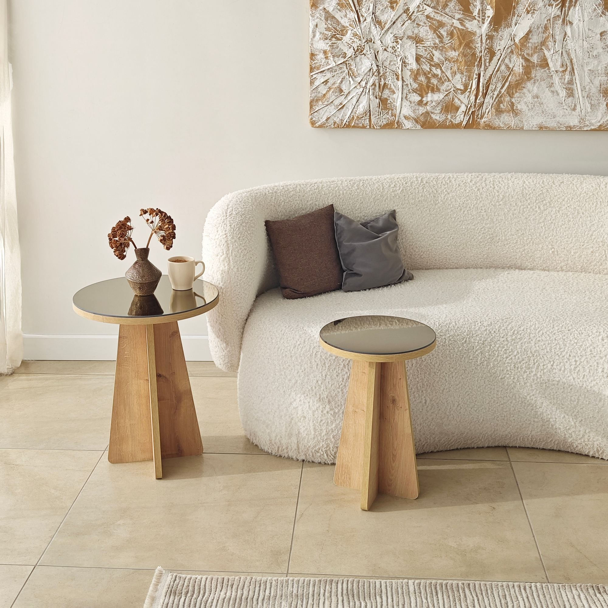 Set masute laterale Luna 2 - bronz, 40 x 50 x 40 cm, bronz stejar safir, PAL melaminat, bronz / saphhire stejar — imaginea 7