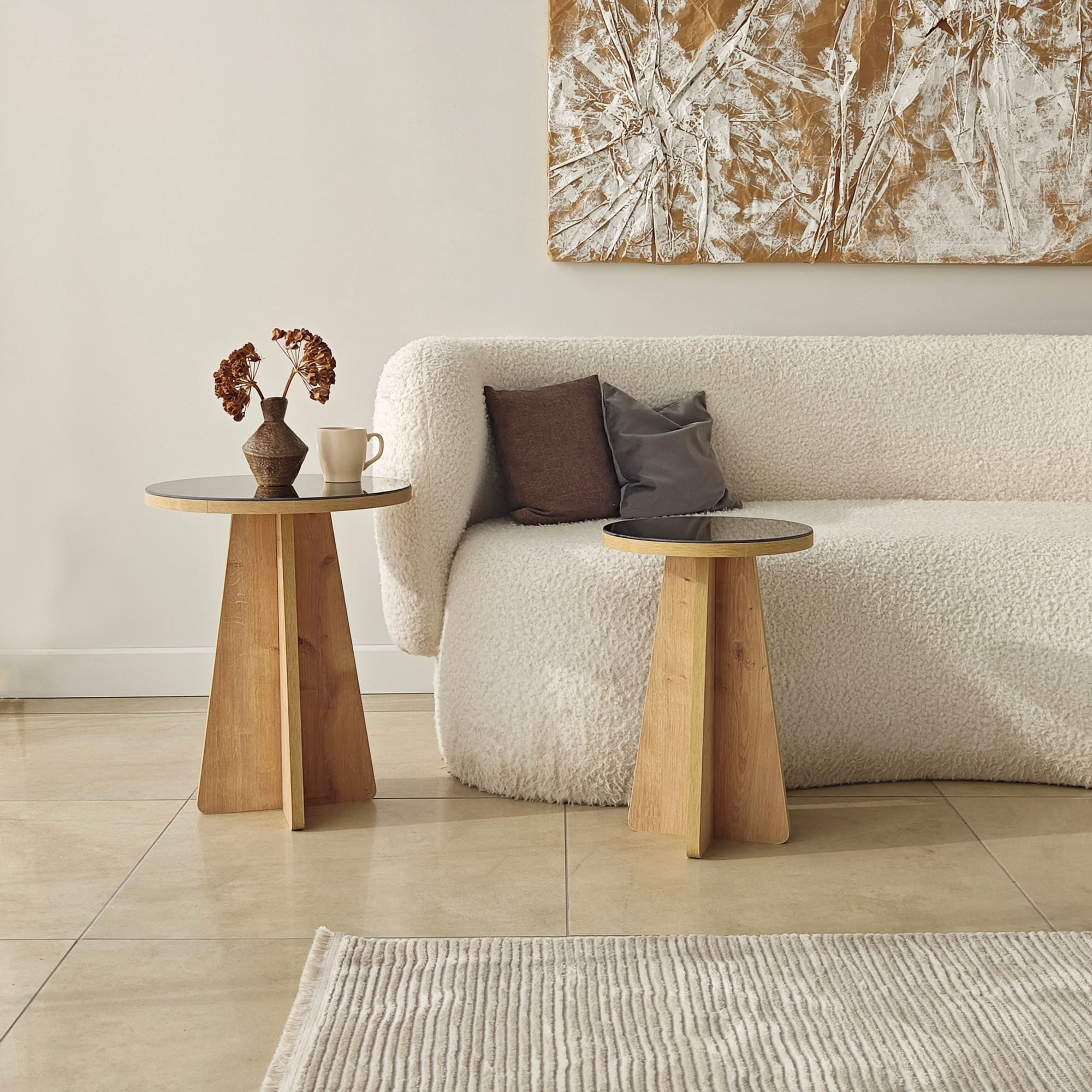 Set masute laterale Luna 2 - bronz, 40 x 50 x 40 cm, bronz stejar safir, PAL melaminat, bronz / saphhire stejar — imaginea 9