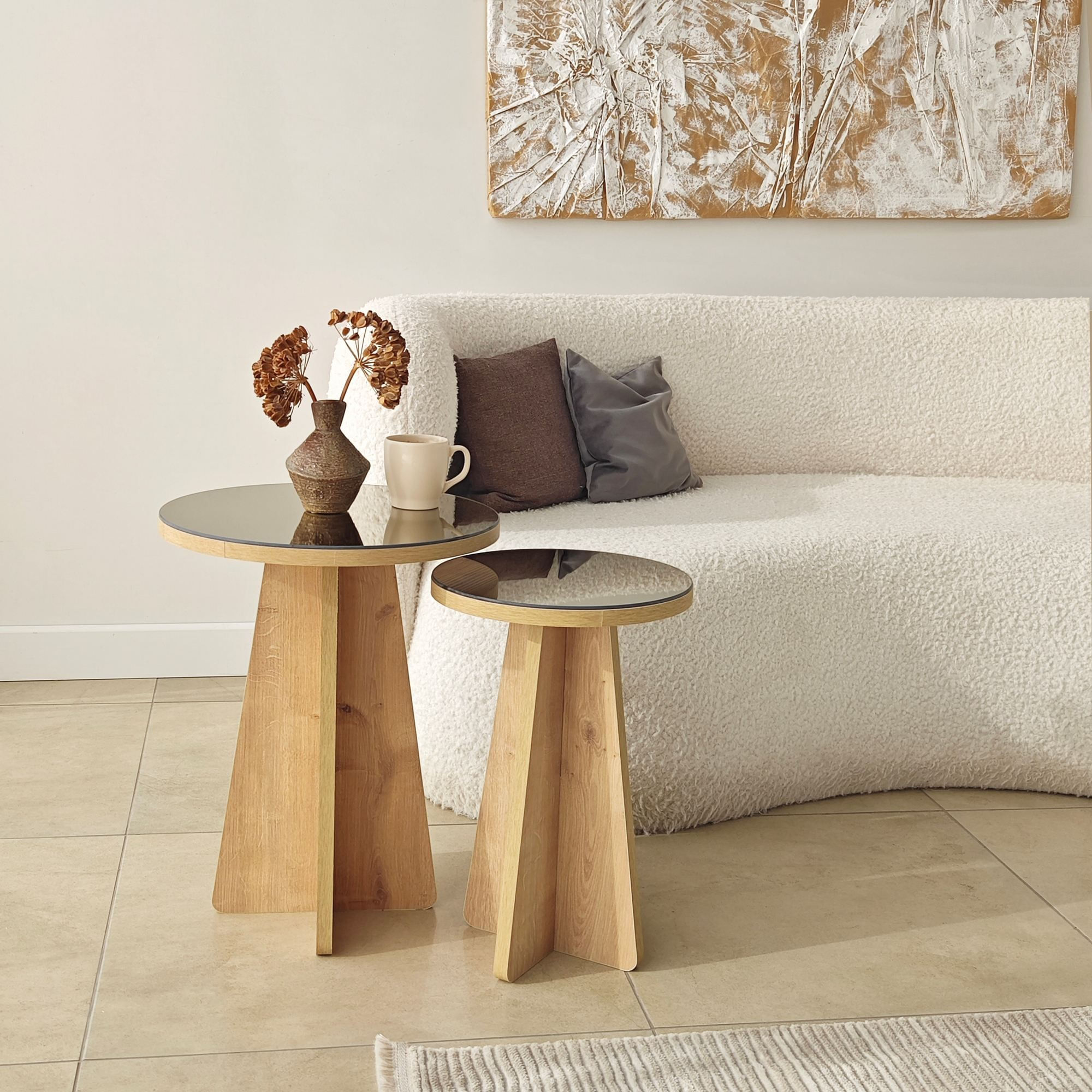 Set masute laterale Luna 2 - bronz, 40 x 50 x 40 cm, bronz stejar safir, PAL melaminat, bronz / saphhire stejar — imaginea 11