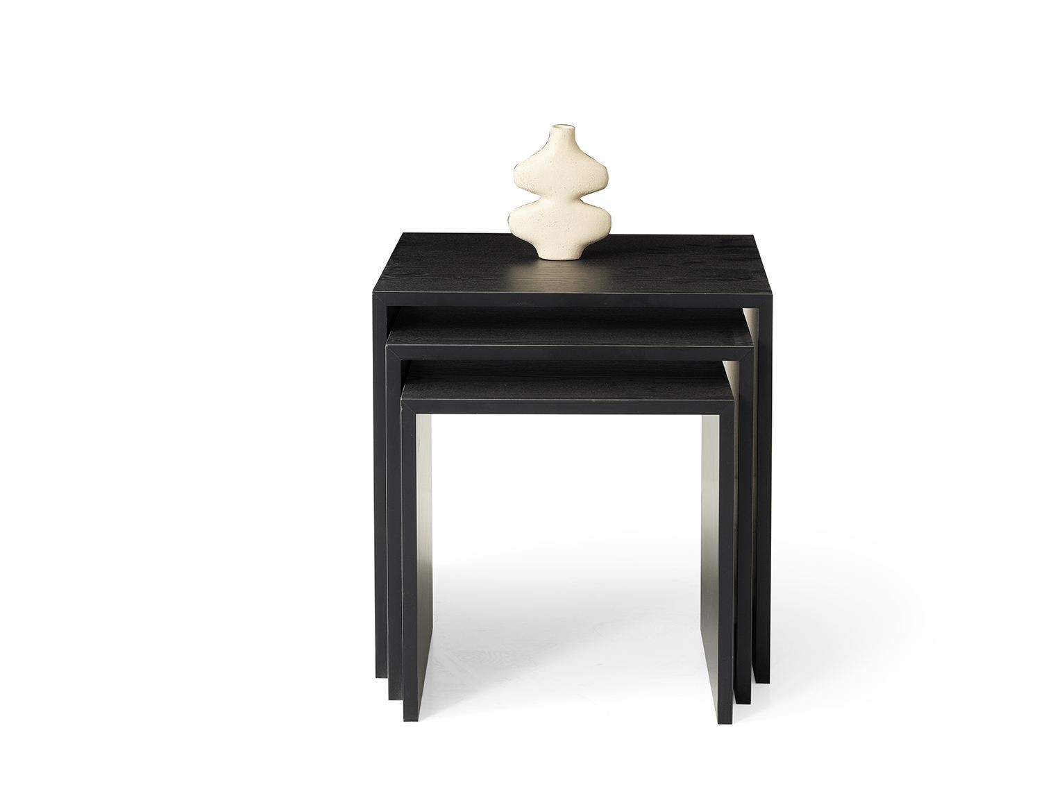 Set masute suprapuse, 3 piese Flex - 9419, 50 x 50 x 50 cm, lemn negru, PAL melaminat, capacitate 15 kg, wood negru — imaginea 2
