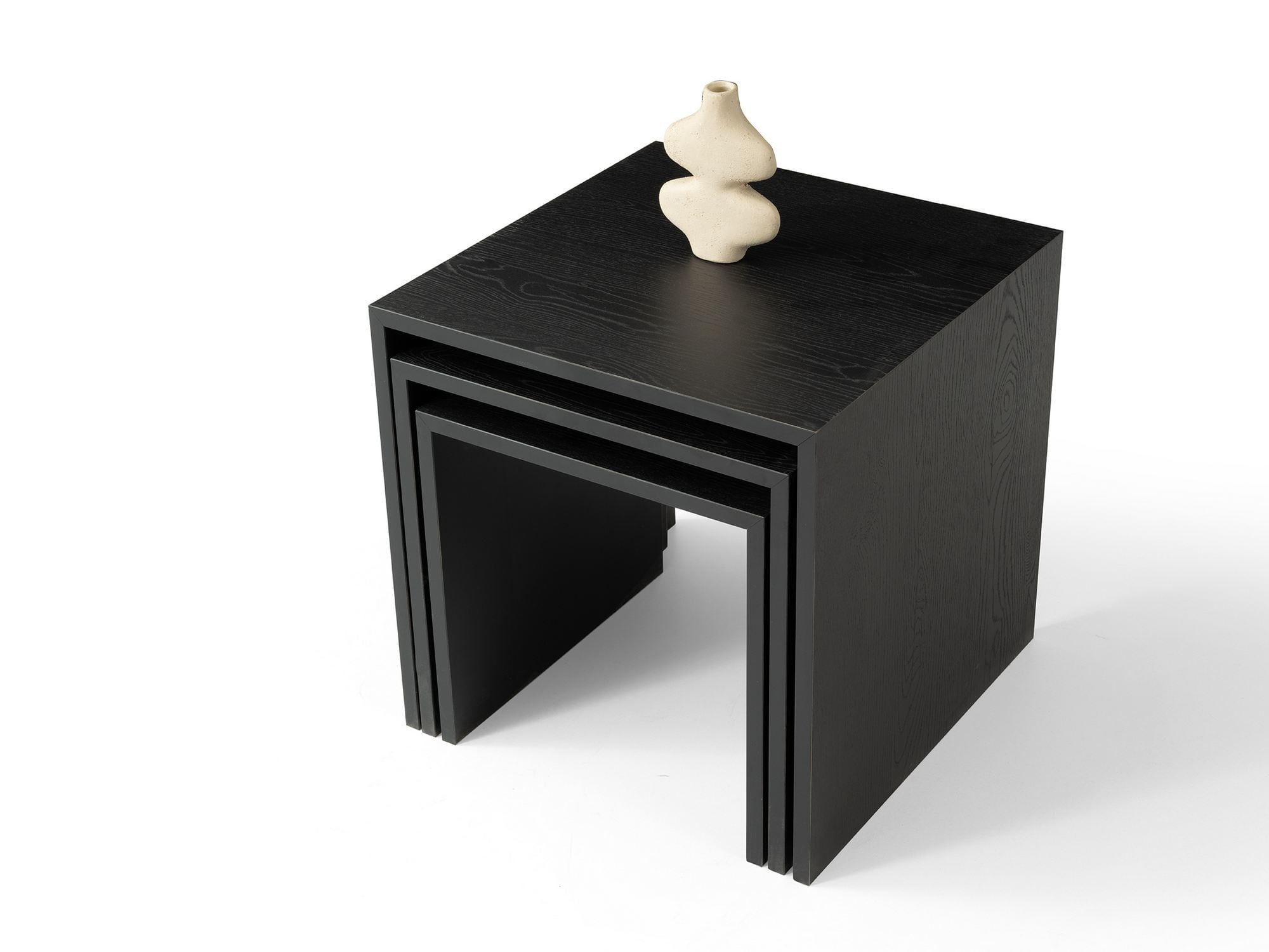 Set masute suprapuse, 3 piese Flex - 9419, 50 x 50 x 50 cm, lemn negru, PAL melaminat, capacitate 15 kg, wood negru — imaginea 3