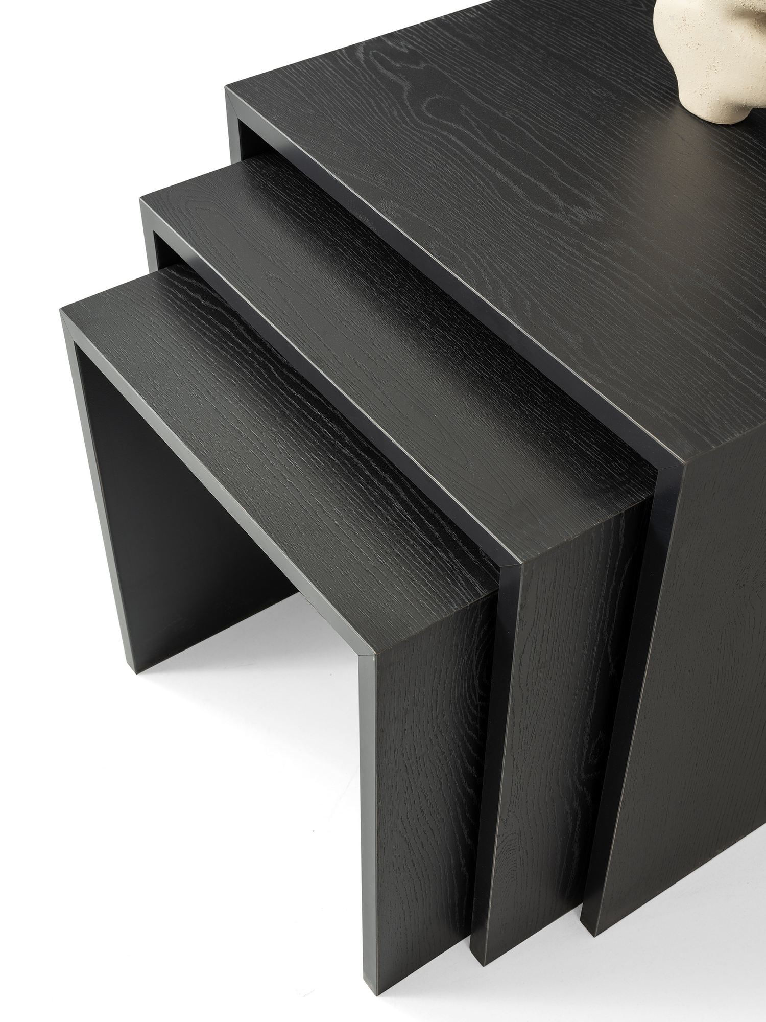Set masute suprapuse, 3 piese Flex - 9419, 50 x 50 x 50 cm, lemn negru, PAL melaminat, capacitate 15 kg, wood negru — imaginea 4