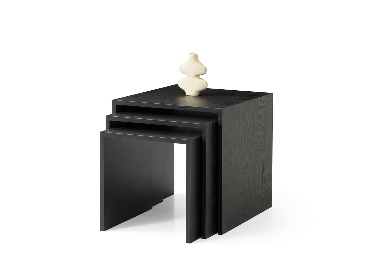 Set masute suprapuse, 3 piese Flex - 9419, 50 x 50 x 50 cm, lemn negru, PAL melaminat, capacitate 15 kg, wood negru — imaginea 5