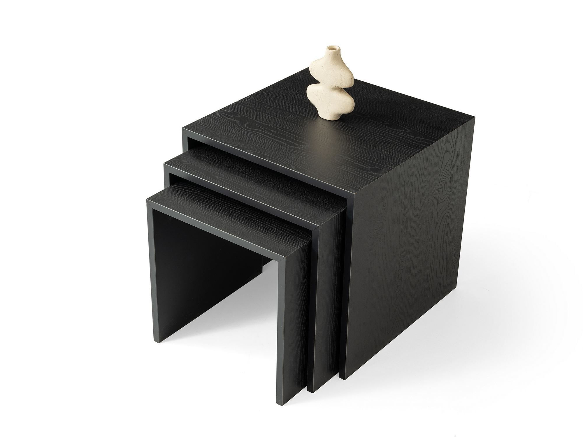 Set masute suprapuse, 3 piese Flex - 9419, 50 x 50 x 50 cm, lemn negru, PAL melaminat, capacitate 15 kg, wood negru — imaginea 6