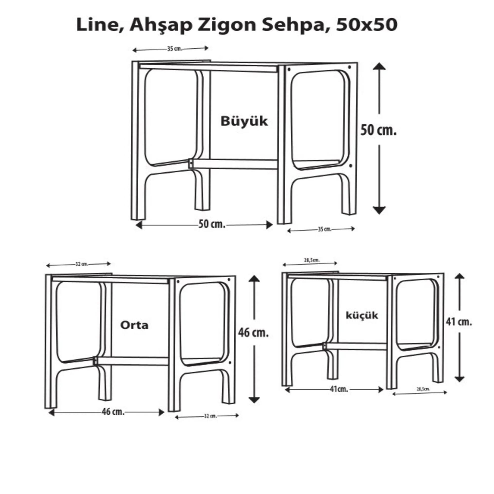 Set masute suprapuse, 3 piese CPT4792-50, 50 x 50 x 35 cm, nuc, lemn — imaginea 2