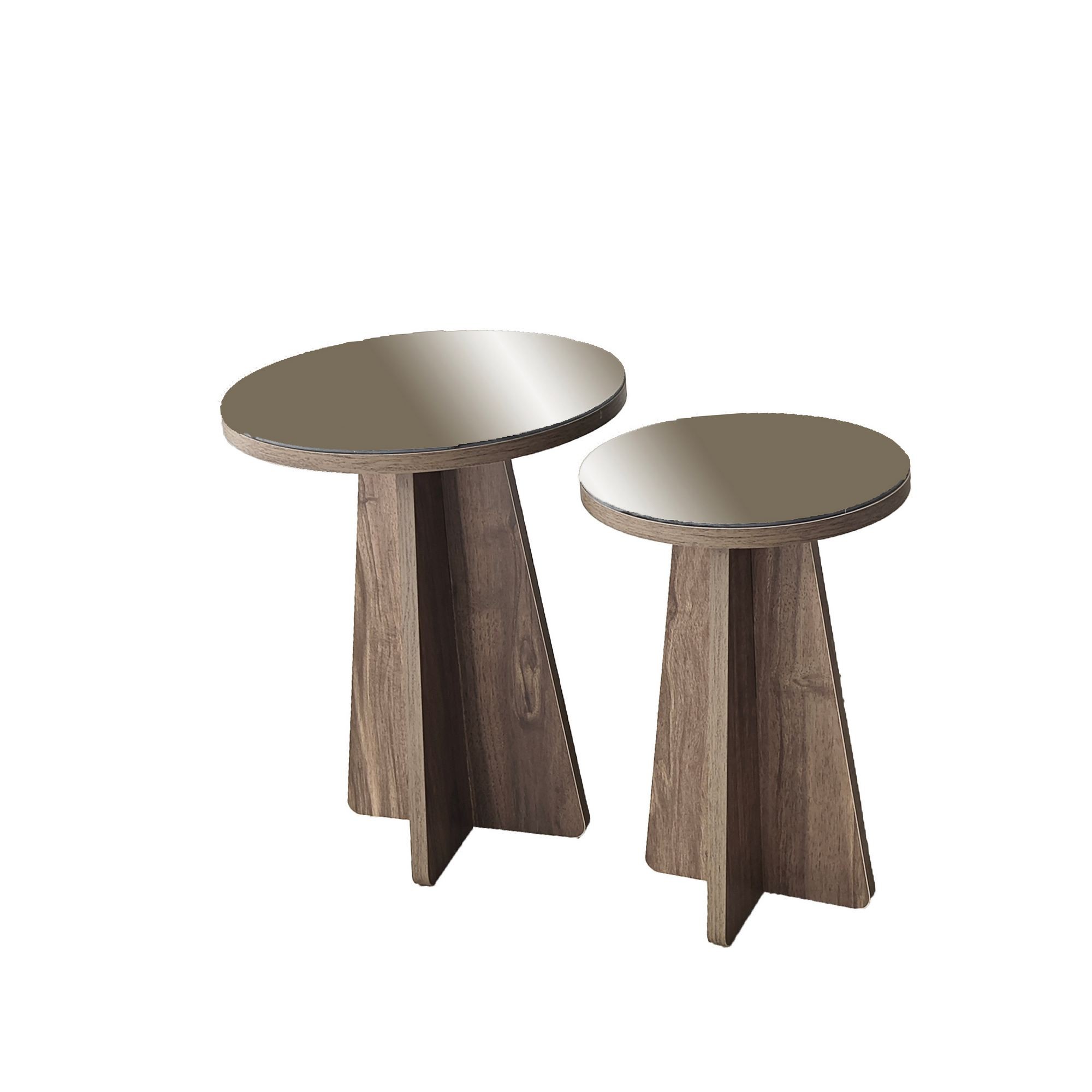Set masute laterale Luna 2 - bronz, 40 x 50 x 40 cm, PAL melaminat, bronz / nuc — imaginea 2