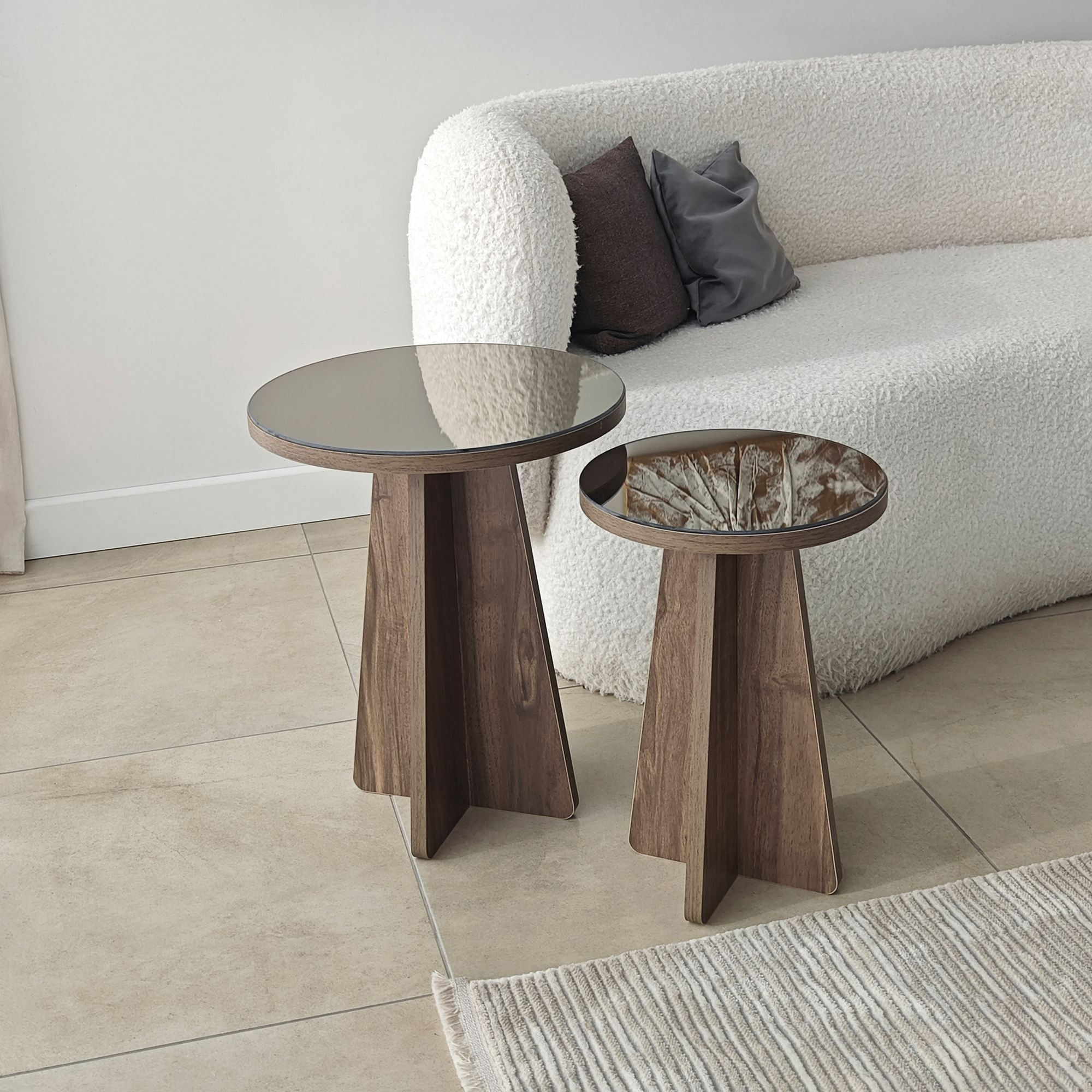 Set masute laterale Luna 2 - bronz, 40 x 50 x 40 cm, PAL melaminat, bronz / nuc — imaginea 5