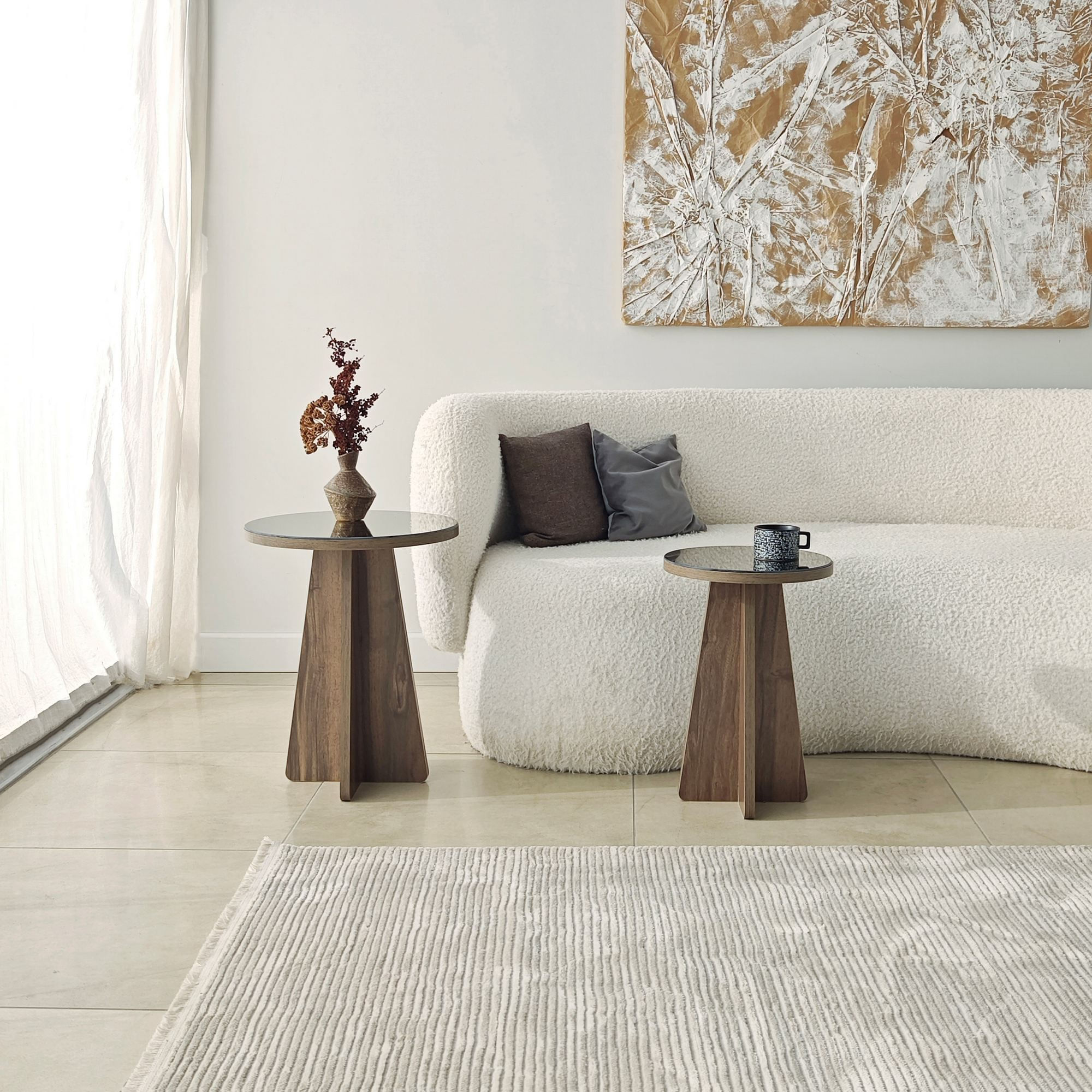 Set masute laterale Luna 2 - bronz, 40 x 50 x 40 cm, PAL melaminat, bronz / nuc — imaginea 7