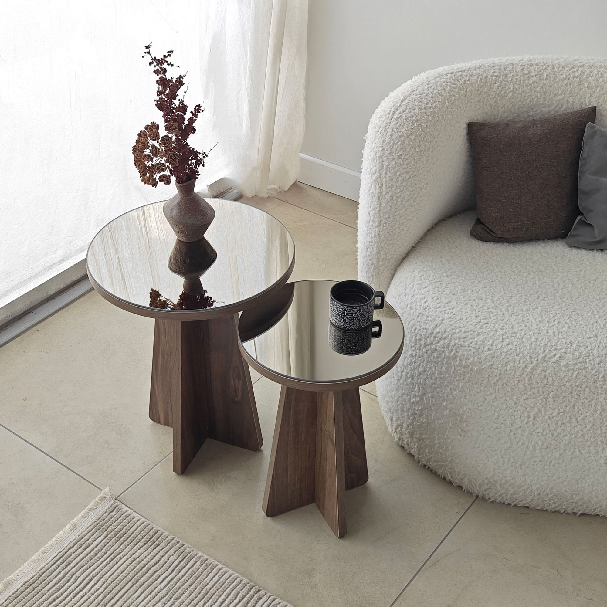 Set masute laterale Luna 2 - bronz, 40 x 50 x 40 cm, PAL melaminat, bronz / nuc — imaginea 8