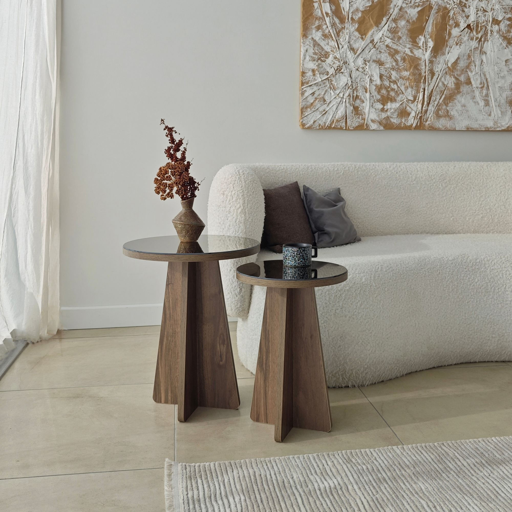 Set masute laterale Luna 2 - bronz, 40 x 50 x 40 cm, PAL melaminat, bronz / nuc — imaginea 9