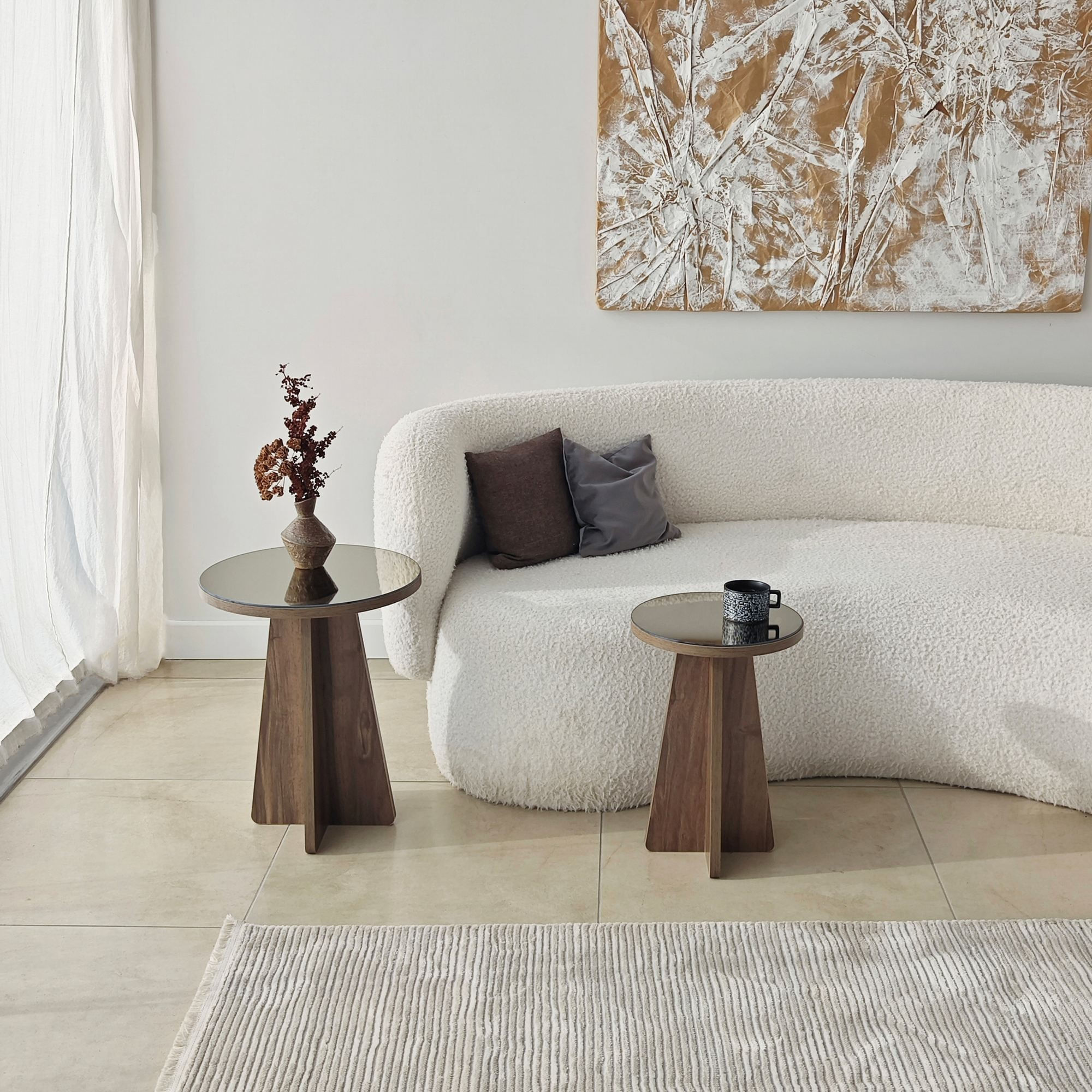 Set masute laterale Luna 2 - bronz, 40 x 50 x 40 cm, PAL melaminat, bronz / nuc — imaginea 10