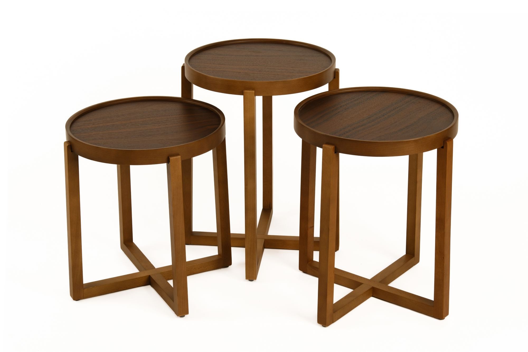 Set masute suprapuse, 3 piese Milas 3 - nuc v2, 45 x 55 x 45 cm, MDF, nuc — imaginea 3