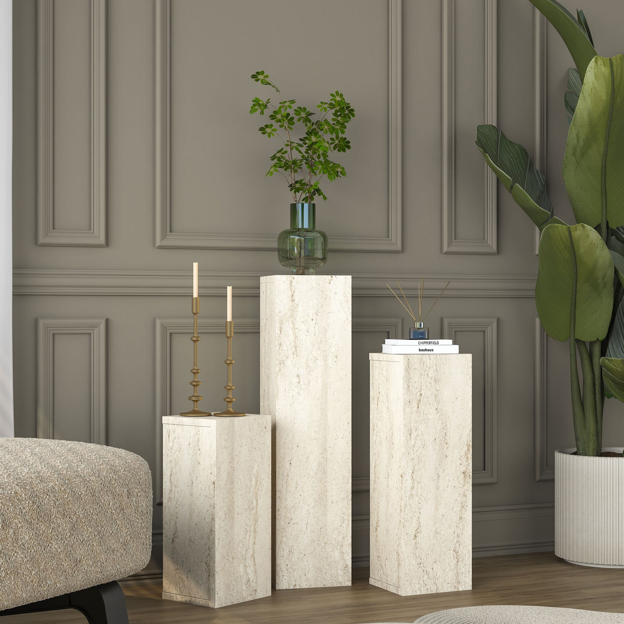 Set masute laterale AD106 - 4710, 20 x 80 x 18,2 cm, travertin, PAL — imaginea 5