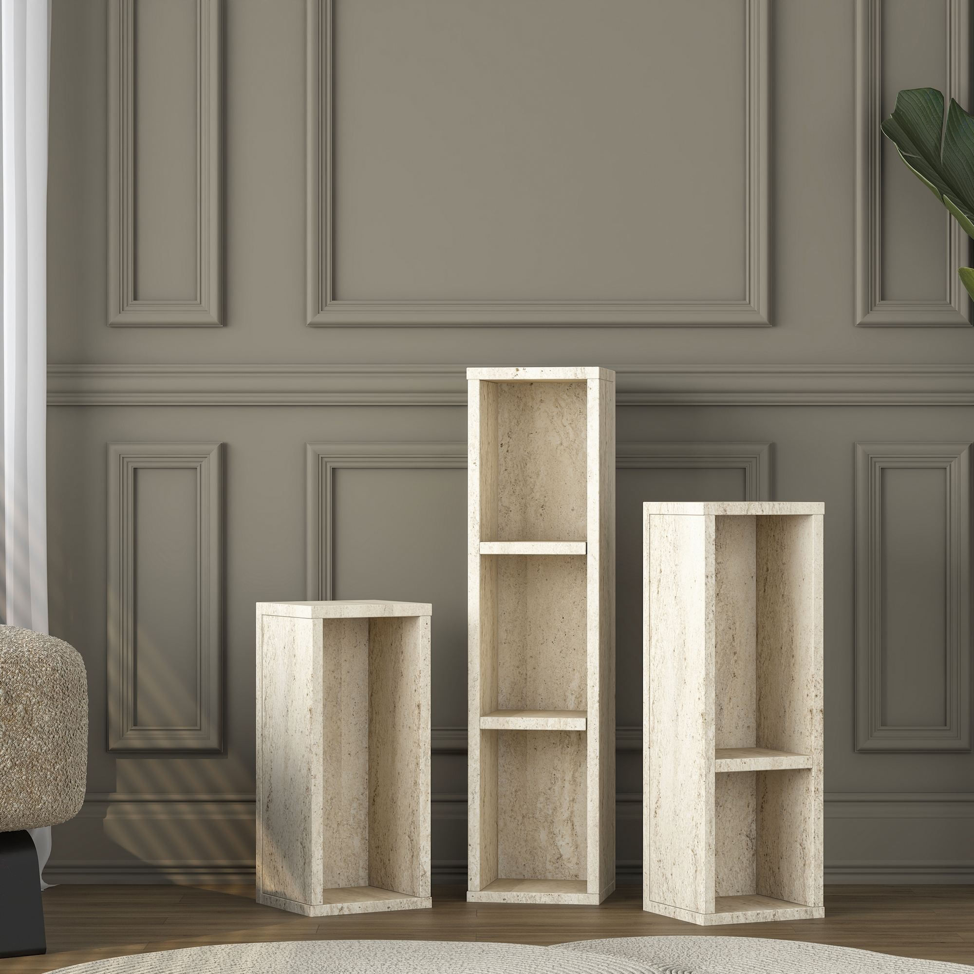 Set masute laterale AD106 - 4710, 20 x 80 x 18,2 cm, travertin, PAL — imaginea 8