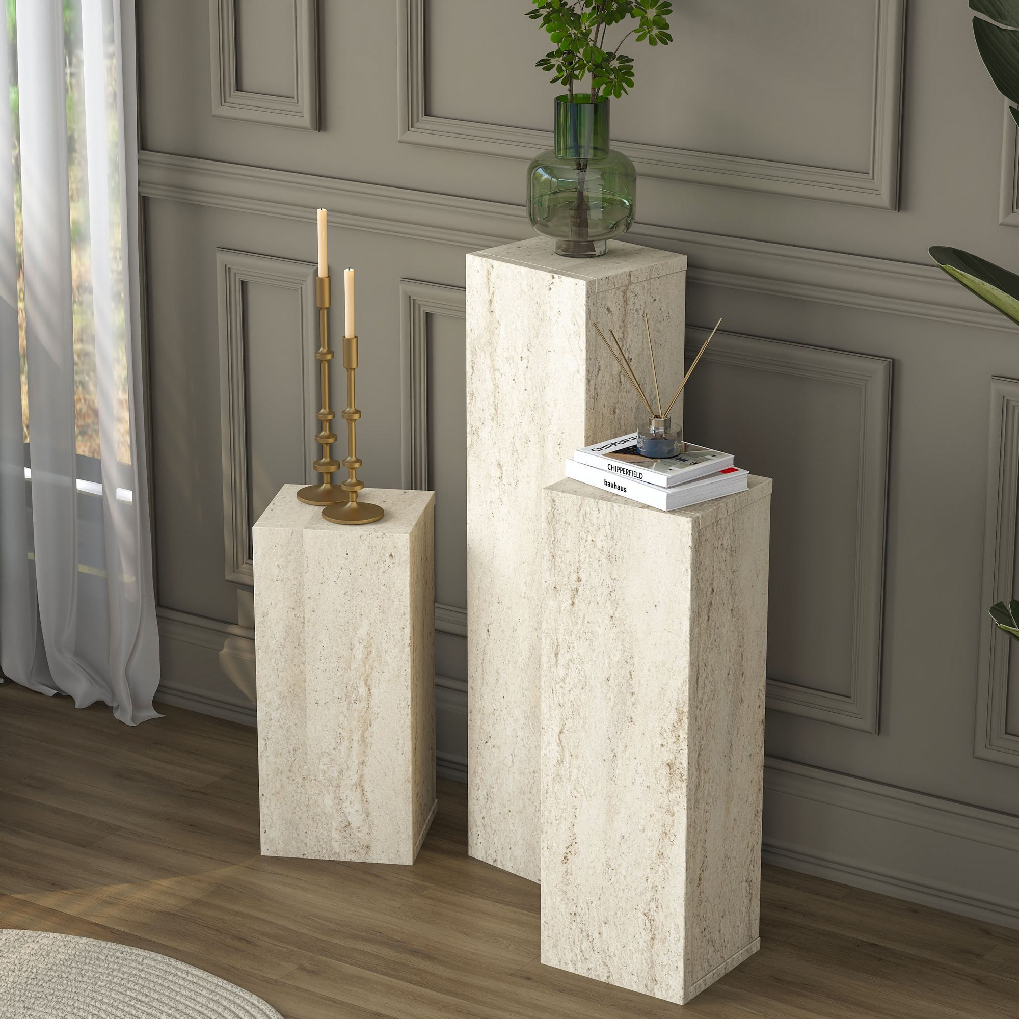 Set masute laterale AD106 - 4710, 20 x 80 x 18,2 cm, travertin, PAL — imaginea 12