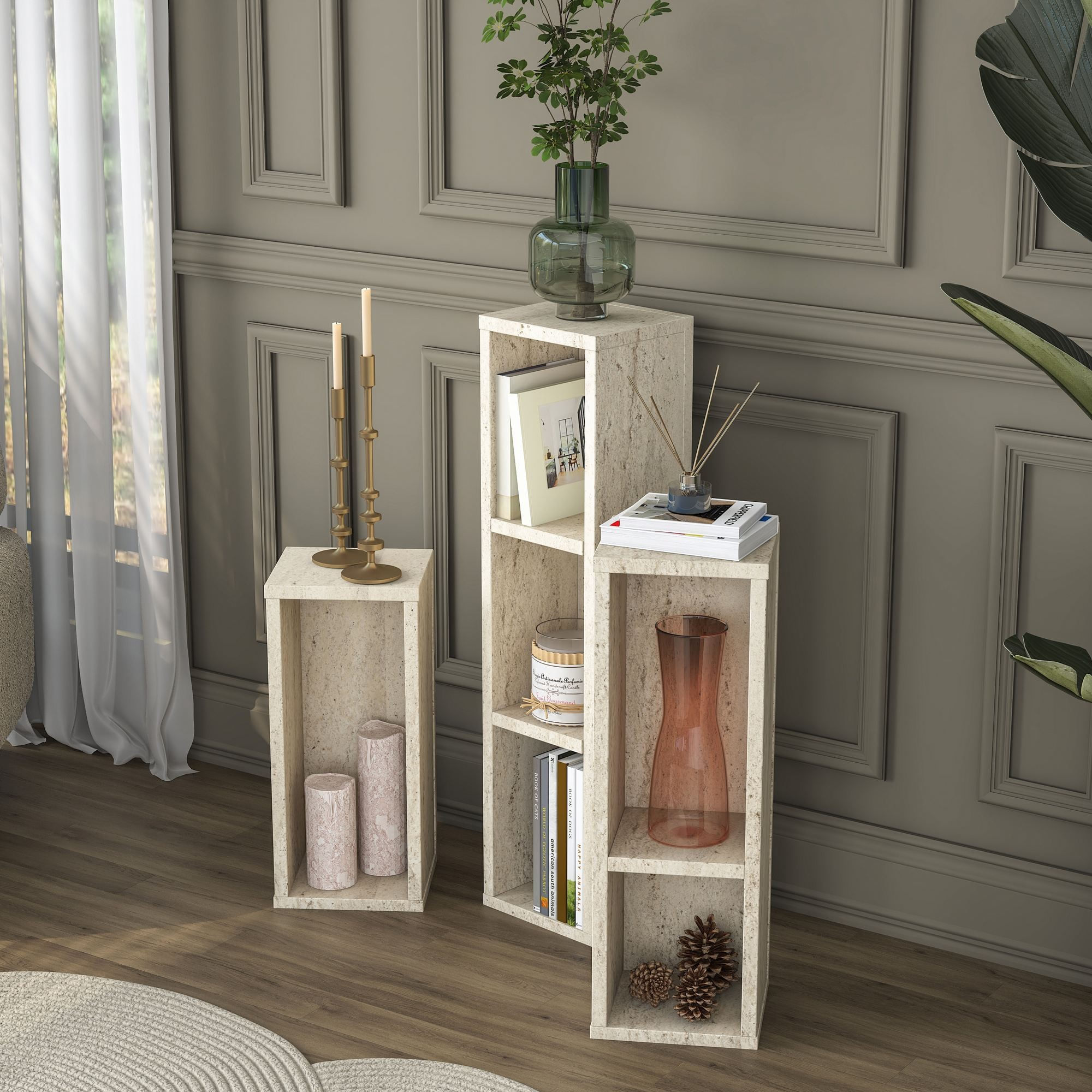 Set masute laterale AD106 - 4710, 20 x 80 x 18,2 cm, travertin, PAL — imaginea 13
