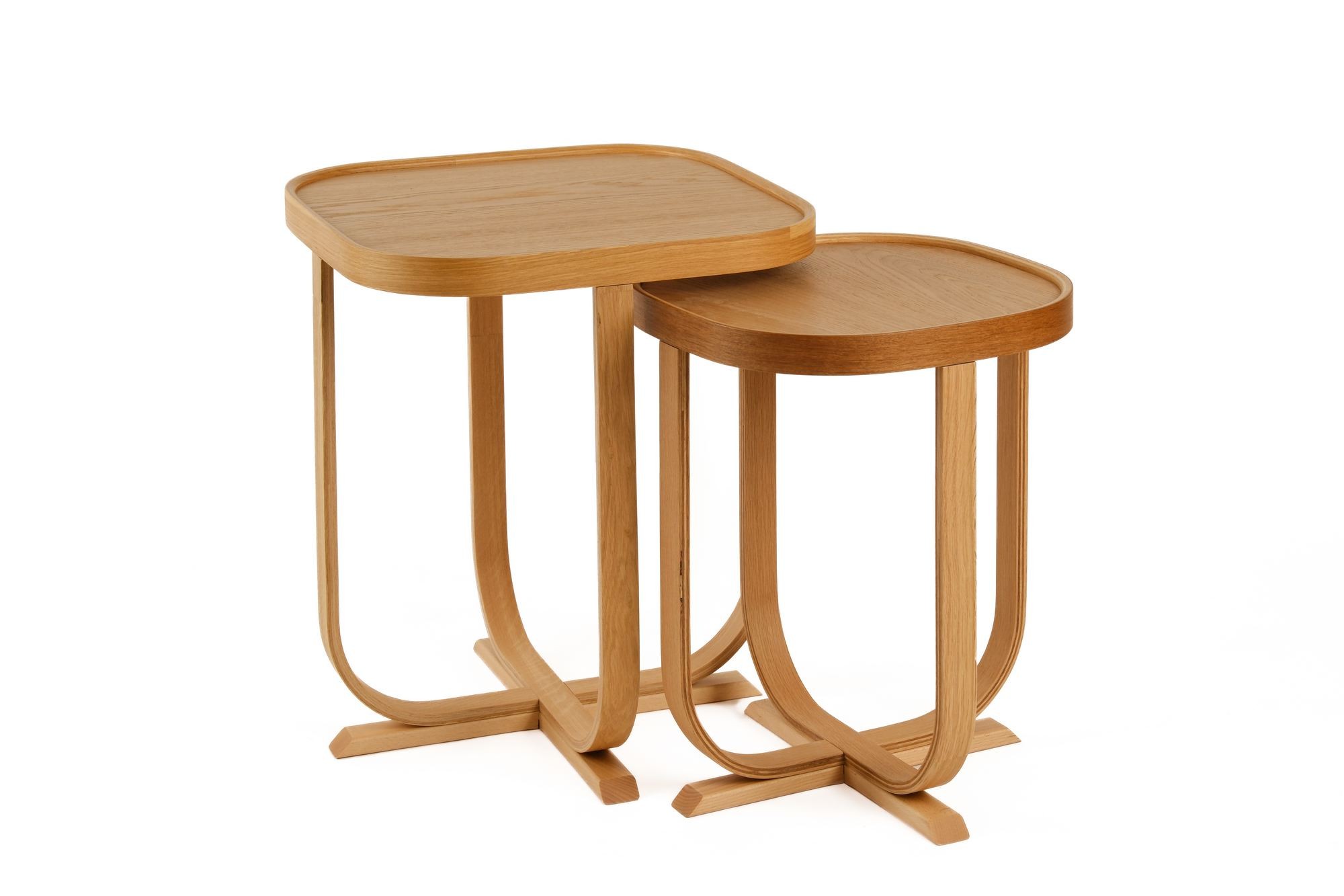 Set masute suprapuse, 2 piese Hisar 2 - Oak v2, MDF, stejar — imaginea 2