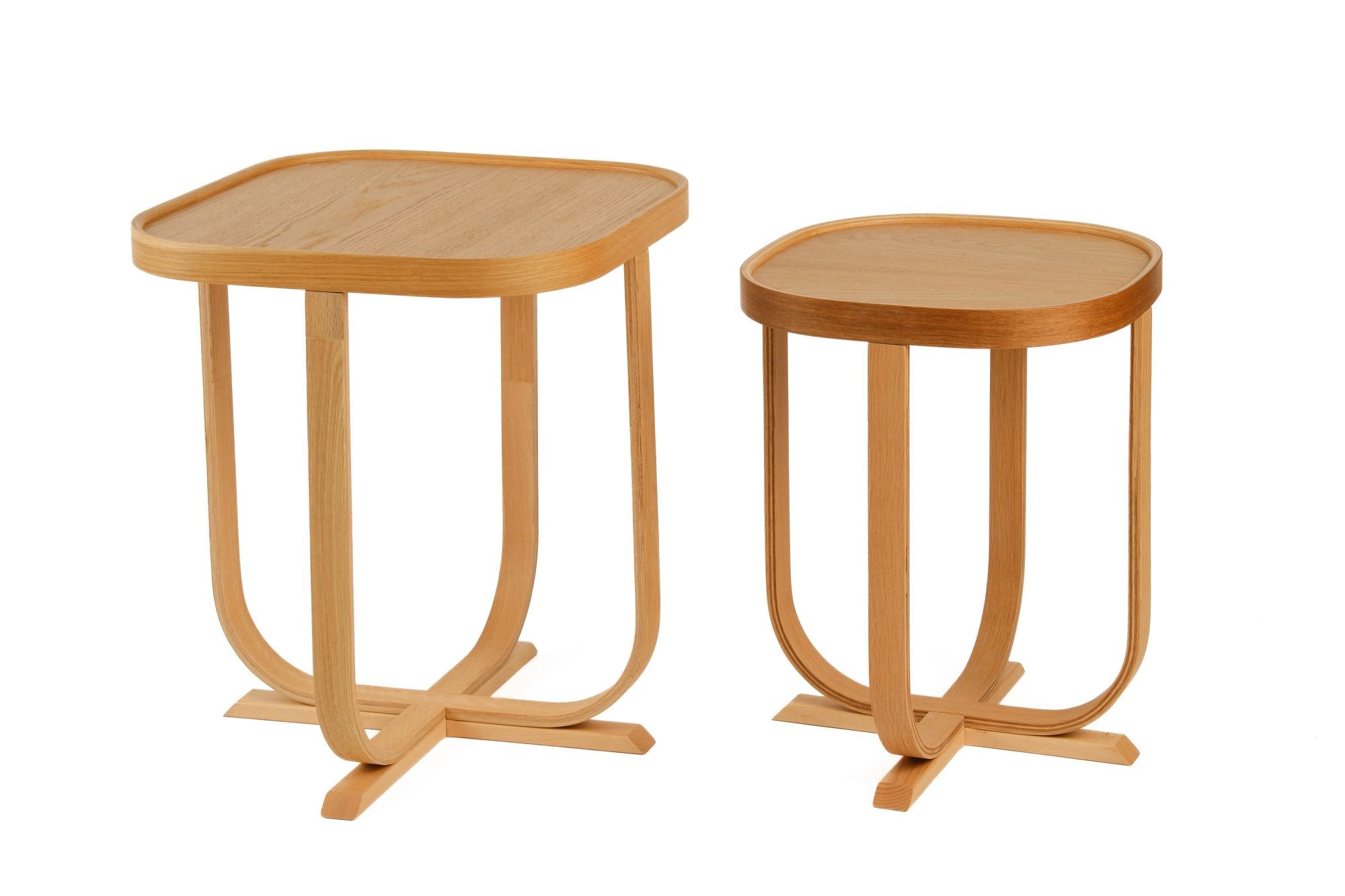 Set masute suprapuse, 2 piese Hisar 2 - Oak v2, MDF, stejar — imaginea 3