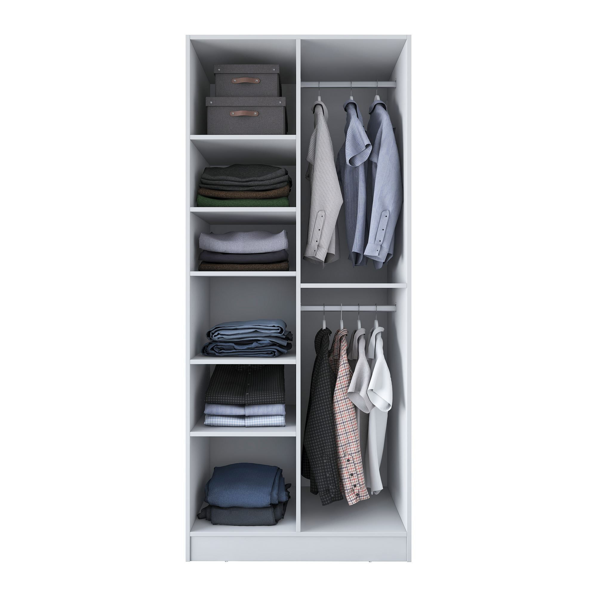 Dulap haine BA222, 90 x 210 x 57,5 cm, alb, PAL, spatiu de depozitare, fixare pe perete — imaginea 4
