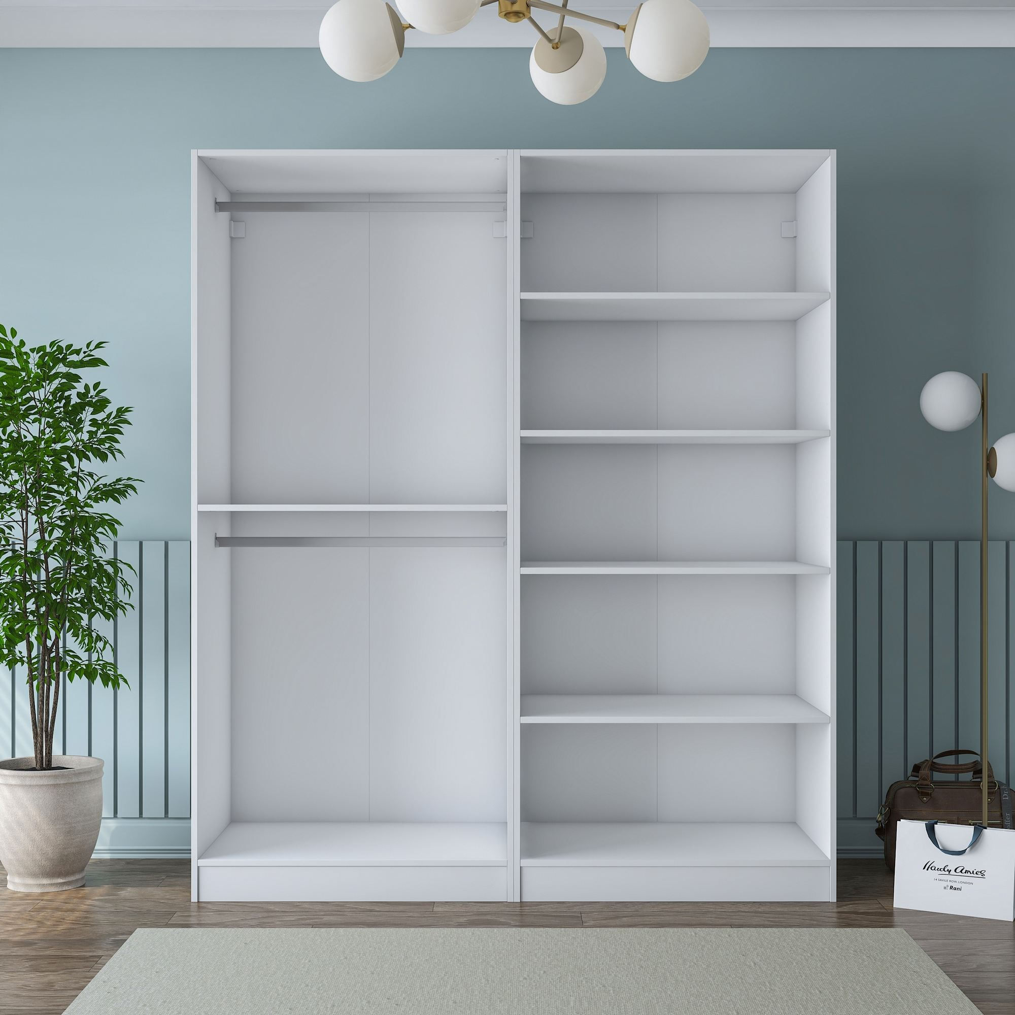 Dulap haine BA194, 180 x 210 x 57,5 cm, alb, PAL, spatiu de depozitare, fixare pe perete — imaginea 11
