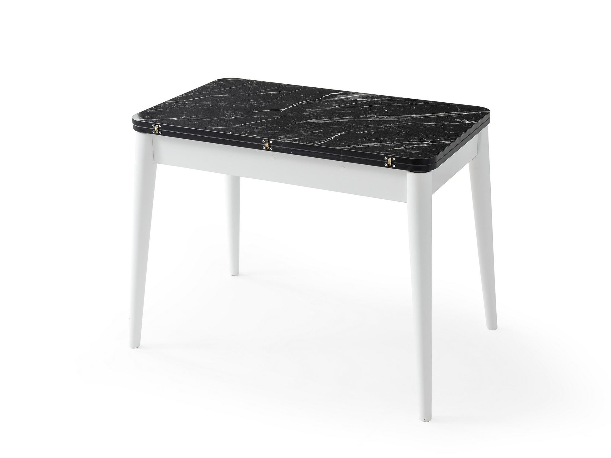 Masa dining Dolunay, 100 x 75 x 60 cm, negru marmura alb, PAL melaminat, capacitate 100 kg, negru marble / alb — imaginea 2