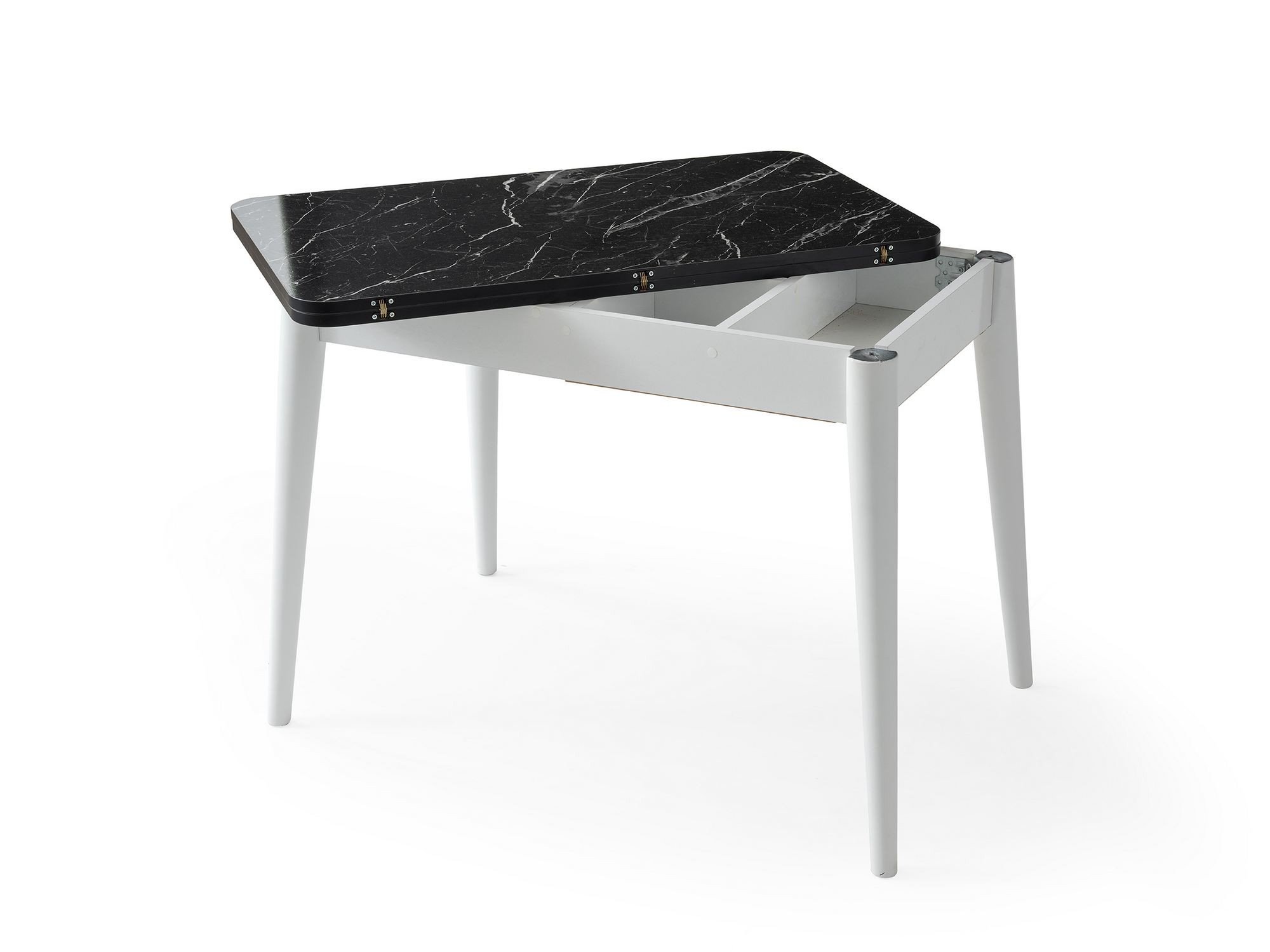 Masa dining Dolunay, 100 x 75 x 60 cm, negru marmura alb, PAL melaminat, capacitate 100 kg, negru marble / alb — imaginea 5