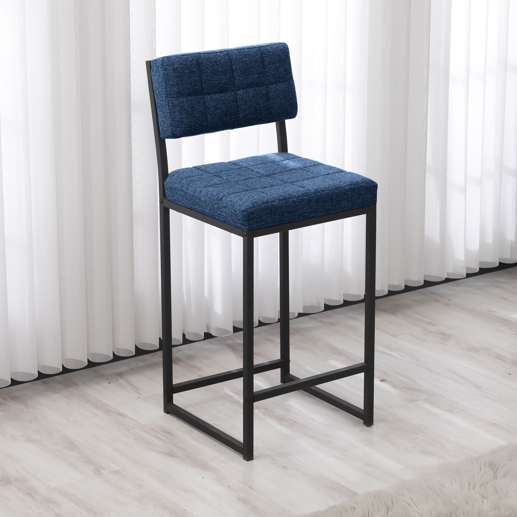 Scaun bar Retro, 40 x 98 x 40 cm, bleumarin, metal, capacitate 120 kg, navy albastru — imaginea 3