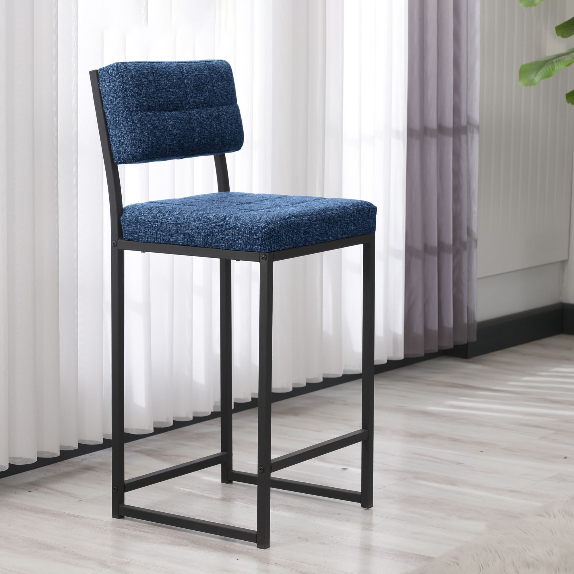 Scaun bar Retro, 40 x 98 x 40 cm, bleumarin, metal, capacitate 120 kg, navy albastru — imaginea 5