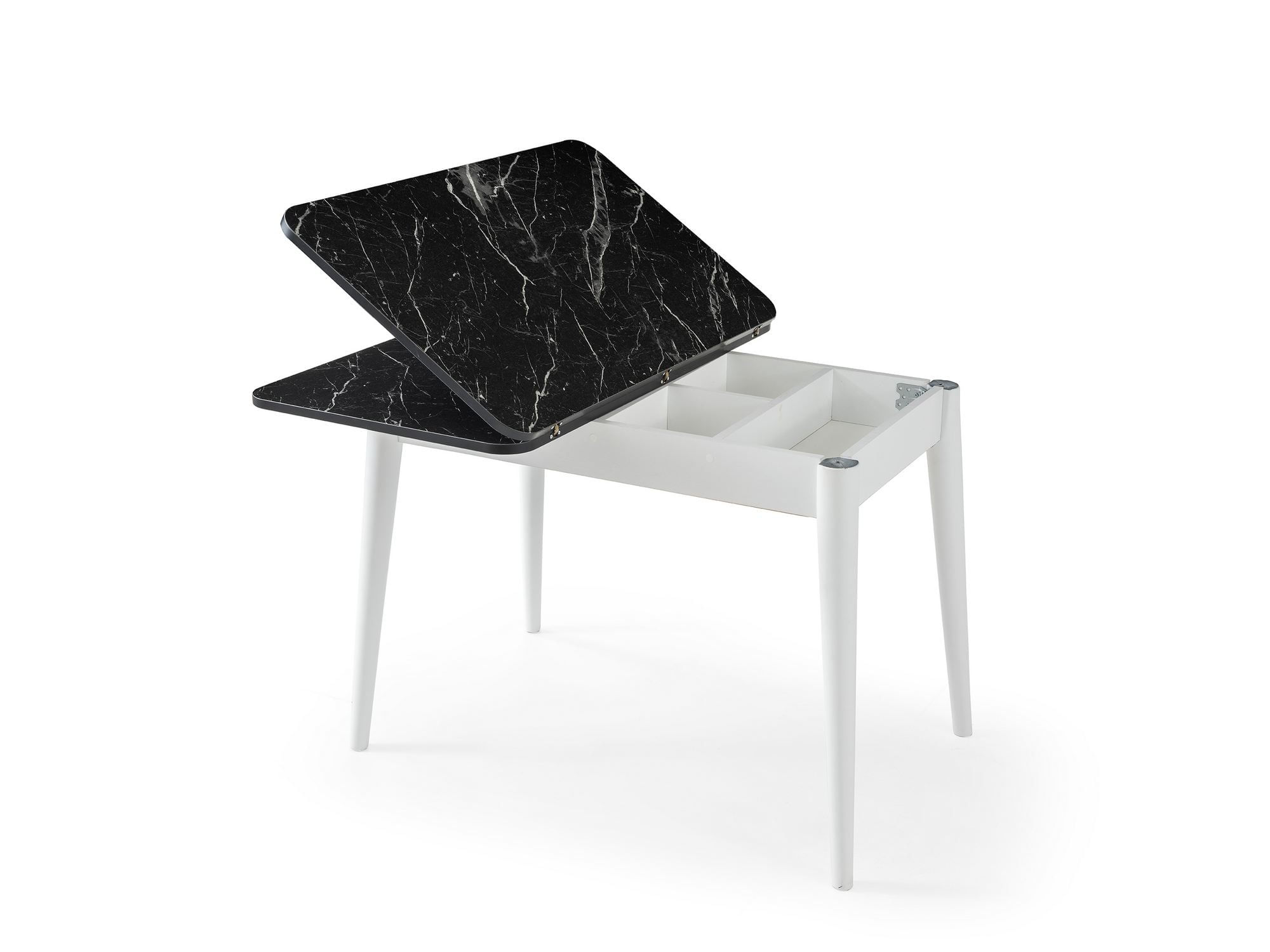 Masa dining Dolunay, 100 x 75 x 60 cm, negru marmura alb, PAL melaminat, capacitate 100 kg, negru marble / alb — imaginea 6