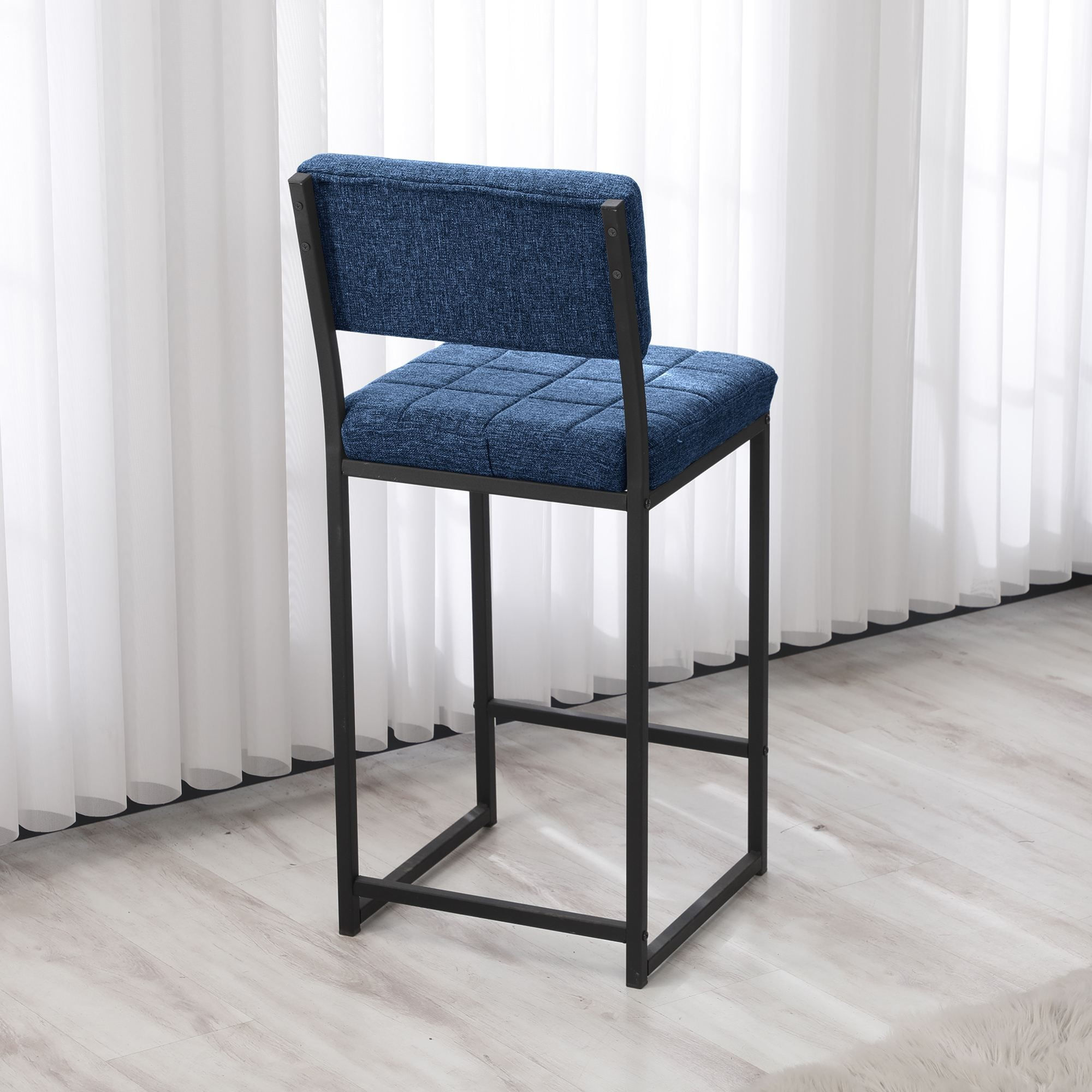 Scaun bar Retro, 40 x 98 x 40 cm, bleumarin, metal, capacitate 120 kg, navy albastru — imaginea 7