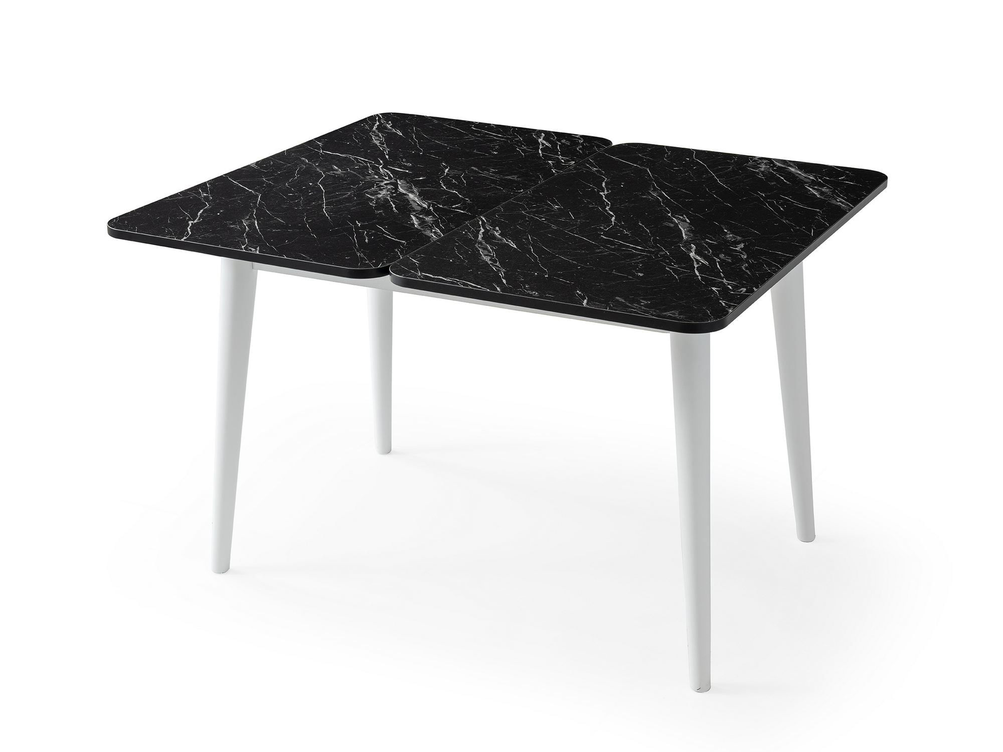 Masa dining Dolunay, 100 x 75 x 60 cm, negru marmura alb, PAL melaminat, capacitate 100 kg, negru marble / alb — imaginea 8
