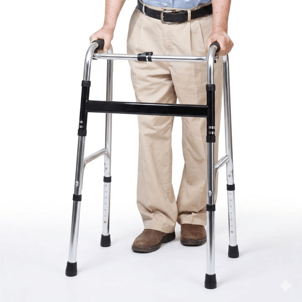 Cadru de mers pliabil, reglabil pe inaltime, cadru recuperare medicala din aluminiu, antialunecare, 100 kg