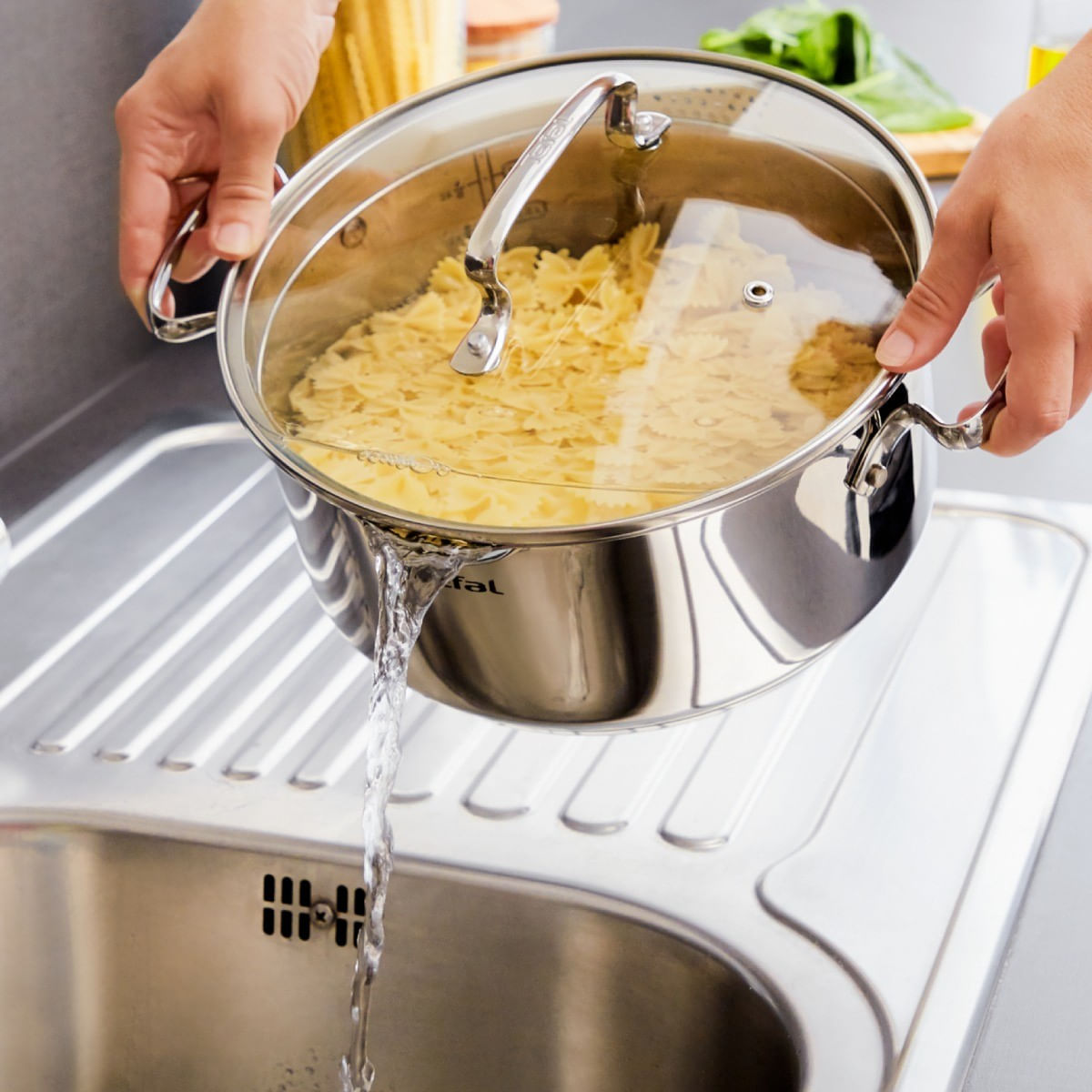 Set de 6 piese Tefal Duetto+ G719S655, oale cu capac de sticla 20 / 24 cm, cratita cu capac de sticla 16 cm, inox — imaginea 7